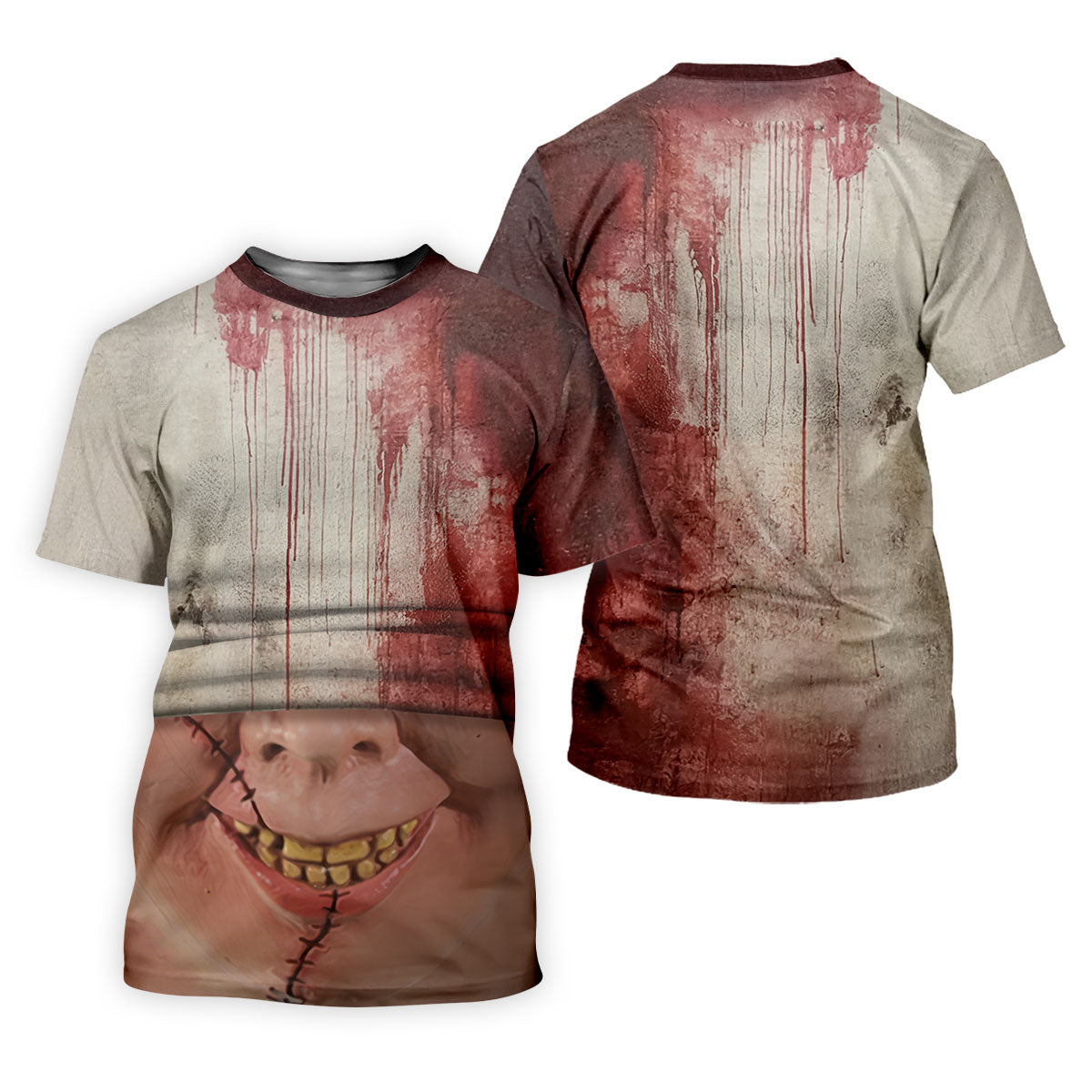 Stitched Face Horror Character Halloween Polo Shirt, Women’s Golf Polo, Ladies Golf Tops