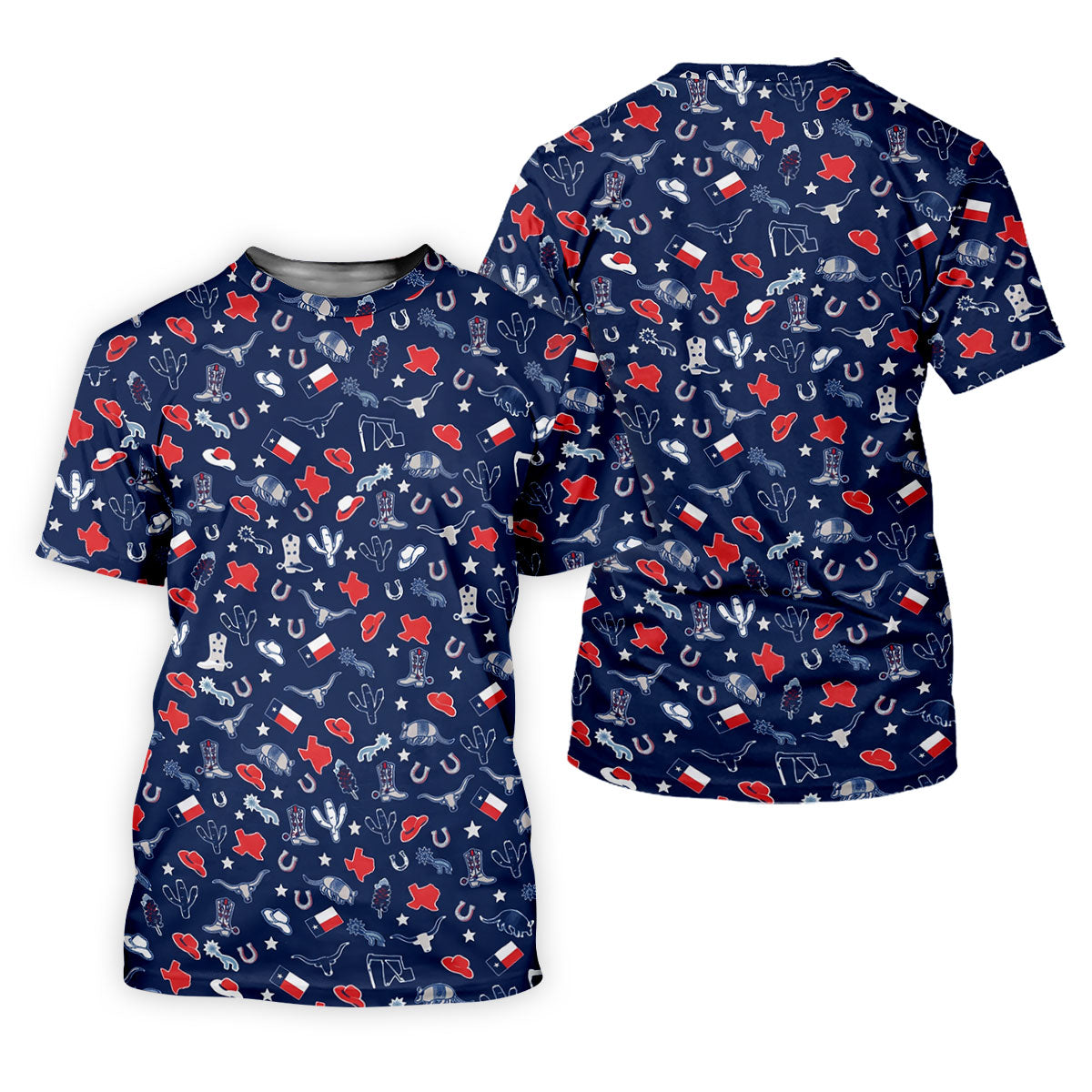 Navy Texas Western Pattern Golf Polo Shirt, Mens Golf Shirts, Hawaiian Golf Shirt