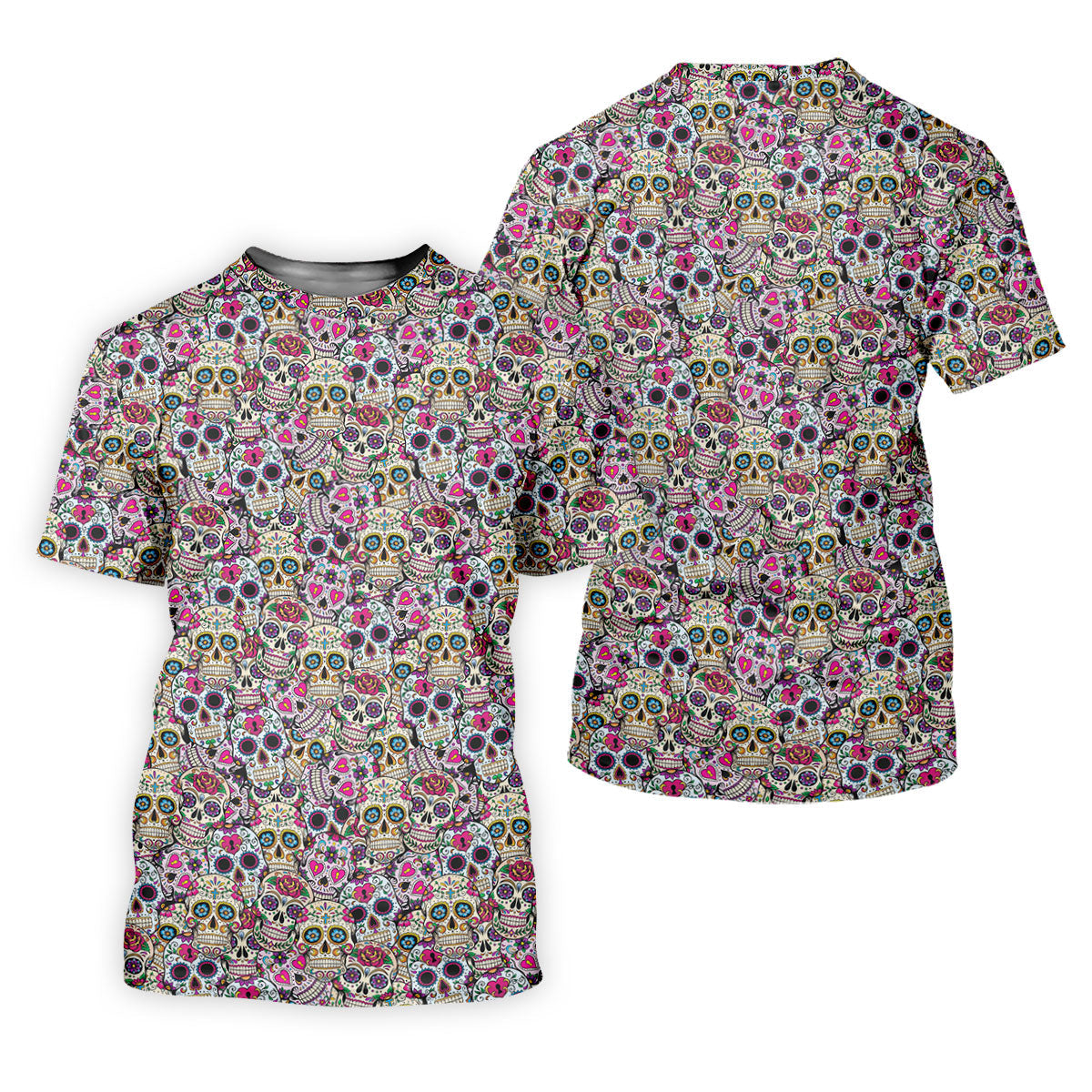 Colorful Sugar Skull Floral Golf Polo Shirt, Hawaiian Golf Shirt, Golf Polo Shirts For Men