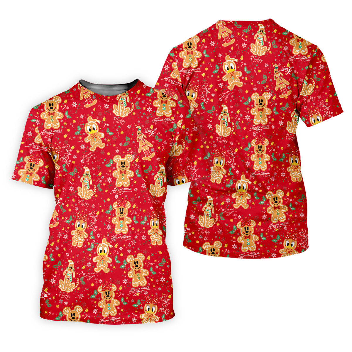 Cute Gingerbread Classic Cartoon Characters Christmas Golf Shirt, Fun Golf Shirts For Men, Golf Gift For Men