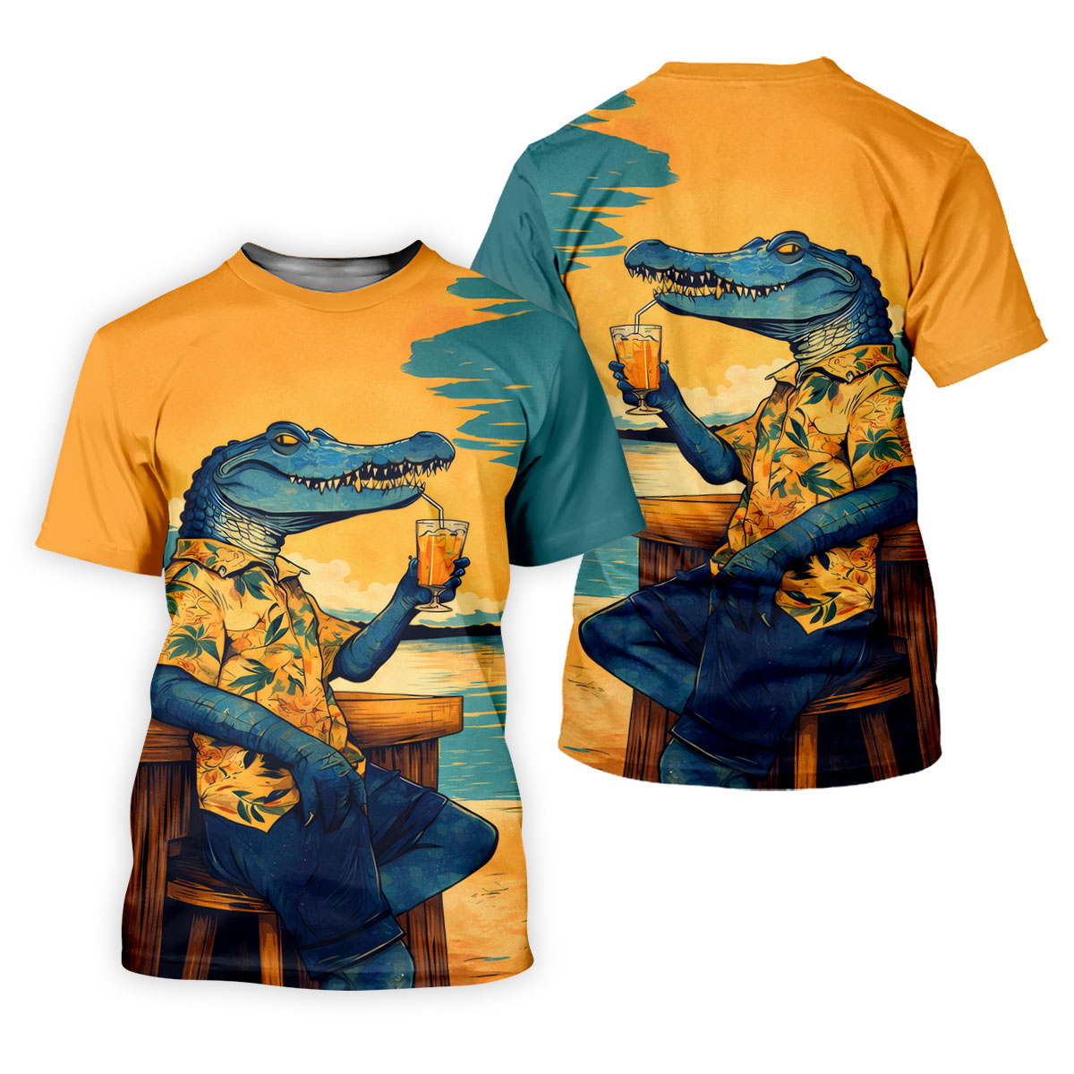 Funny Crocodile Tropical Theme Hawaiian Golf Shirt, Golf Shirt For Women, Golfing Apparel