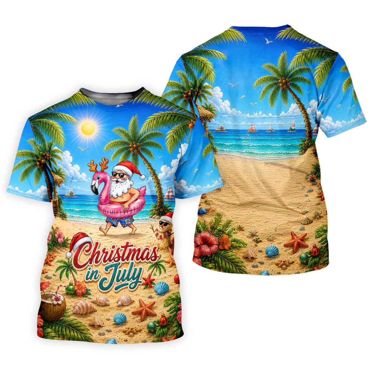 Santa Christmas In July Beach Golf Shirt, Christmas Golf Shirt, Golf Apparel For Men