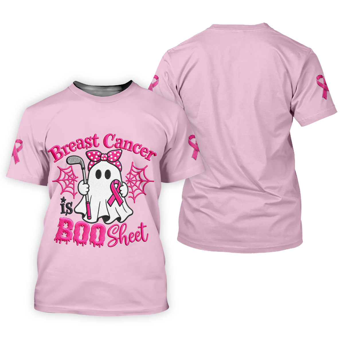 Breast Cancer Is Boo Sheet Ghost Polo Shirt, Men's Golf Shirt, Printed Golf Shirts