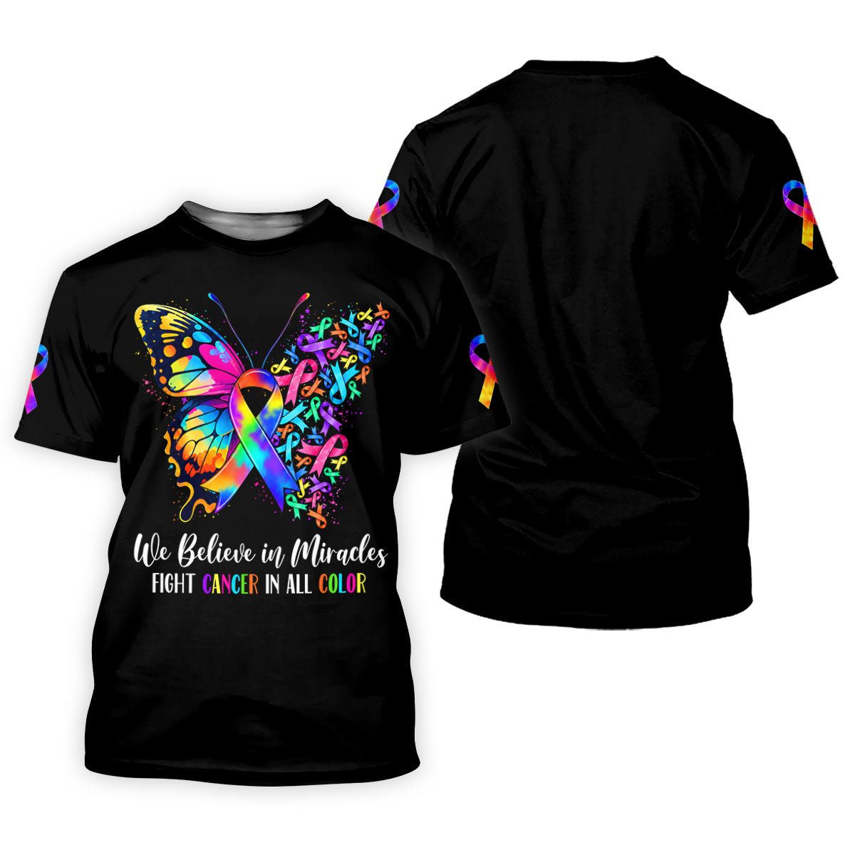 We Believe In Miracles Butterfly Cancer Polo Shirt, Mens Golf Polo, Golf Apparel For Men