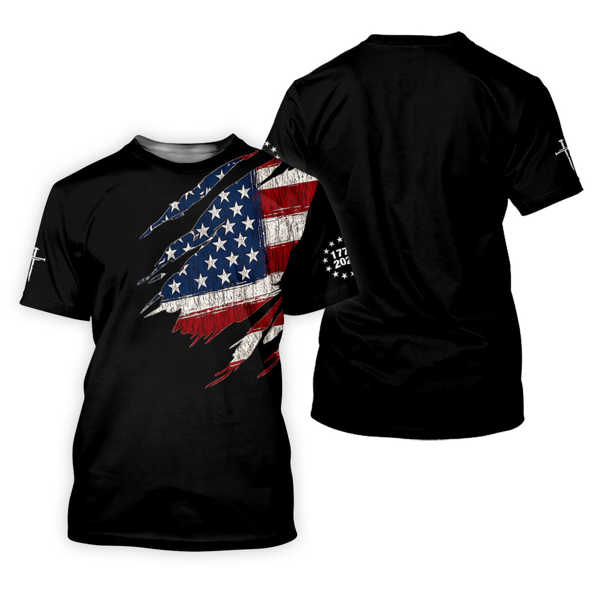 250th Anniversary Faith Cross Distressed USA Flag 4th Of July Golf Shirt, Patriotic Golf Shirt, Polo For Men