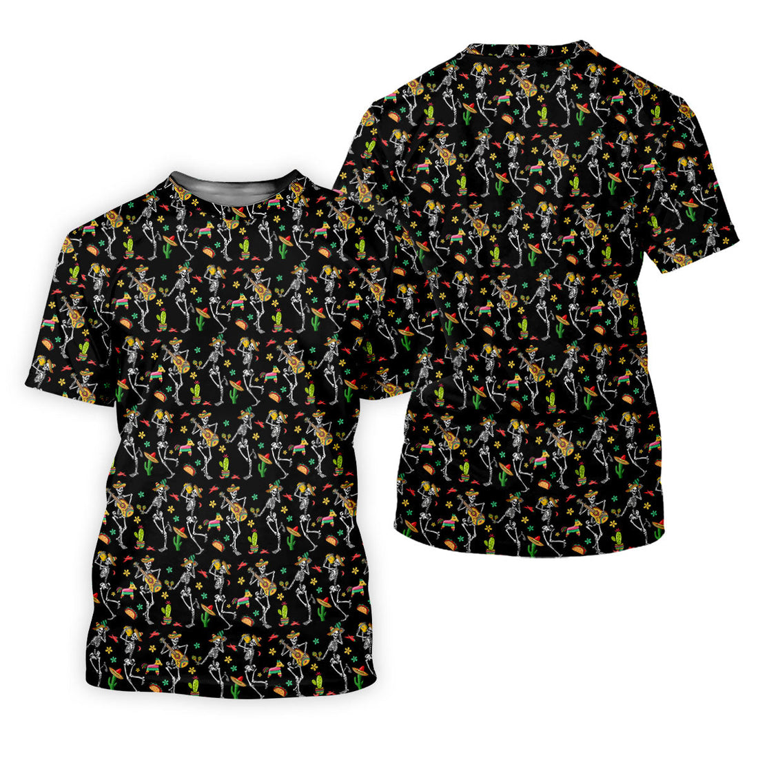 Dia De Muertos Skeletons Cinco De Mayo Celebration Fiesta Themed Black Golf Shirts For Men
