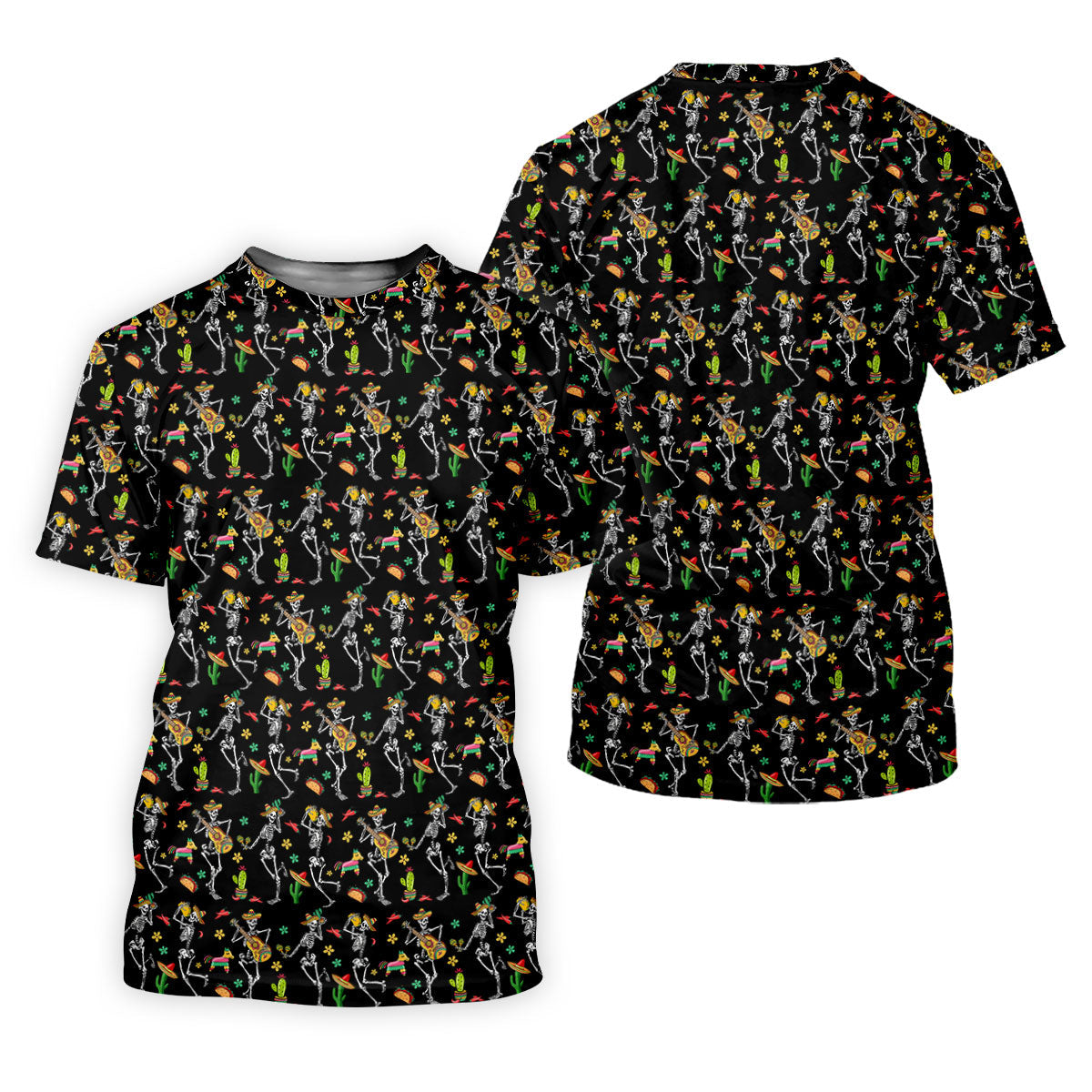 Dia De Muertos Skeletons Cinco De Mayo Celebration Fiesta Themed Black Golf Shirts For Men