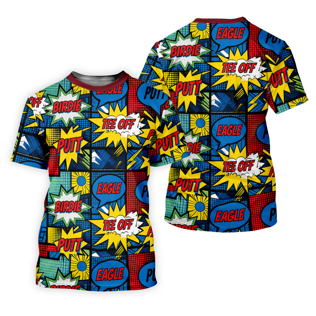 Birdie Tee Off Putt Comic Golf Shirt, Women's Golf Tops, Golf Shirts For Women