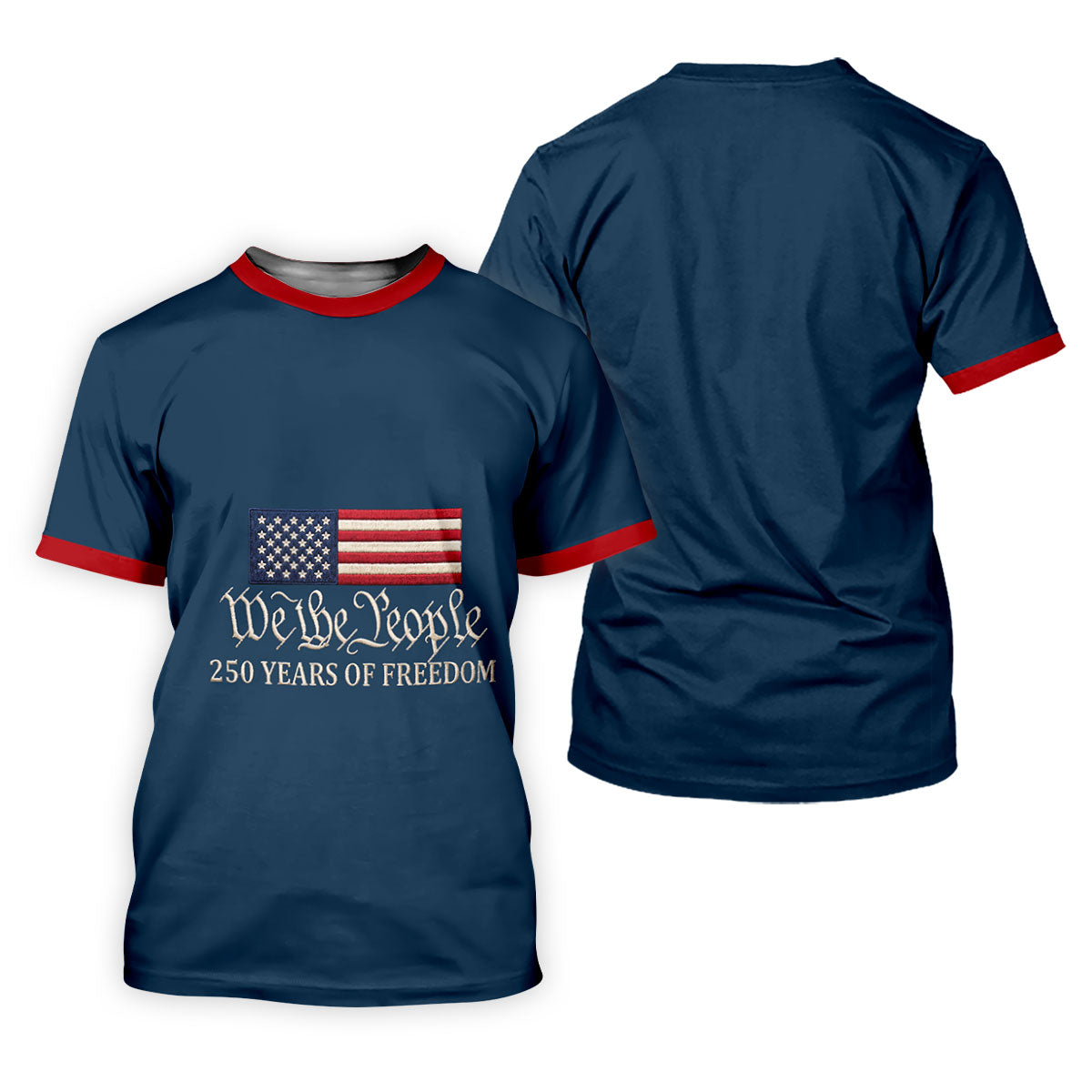 We The People 250 Years American Flag Golf Shirt, Patriotic 4th Of July Golf Shirts For Men