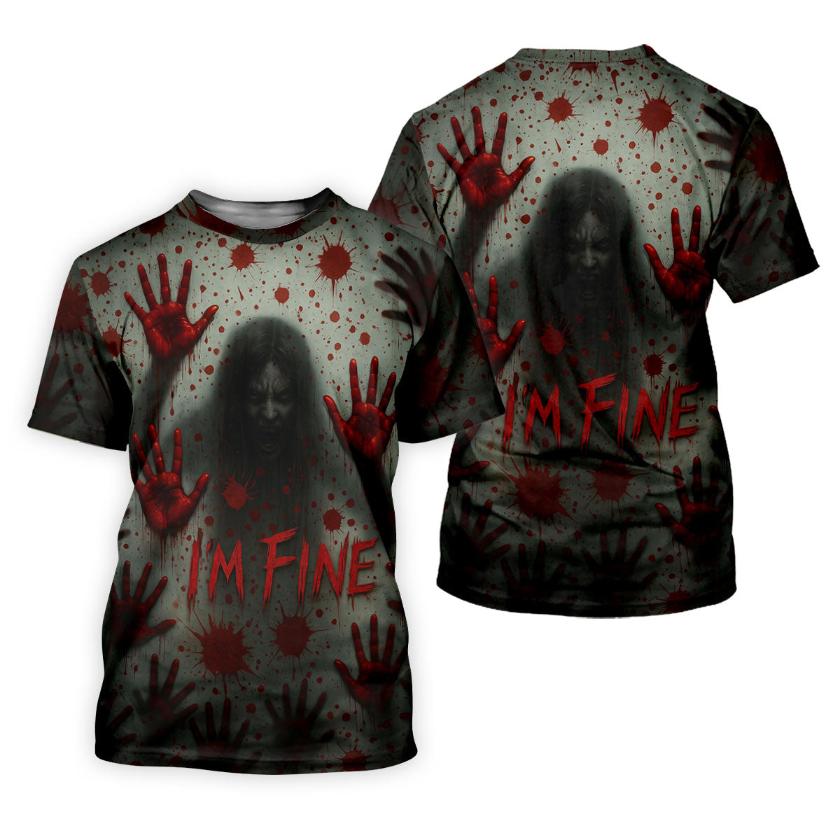 I'm Fine Horror Blood Hand Ghost Halloween Golf Polo Shirt For Women, Ladies Golf Tops