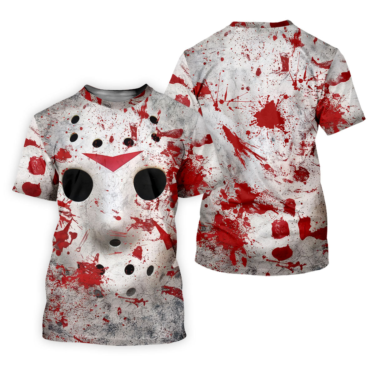 Creepy Mask Face Golf Tops For Men, Horror Character Cosplay Polo ShirtFor Men, Halloween Golf Shirt