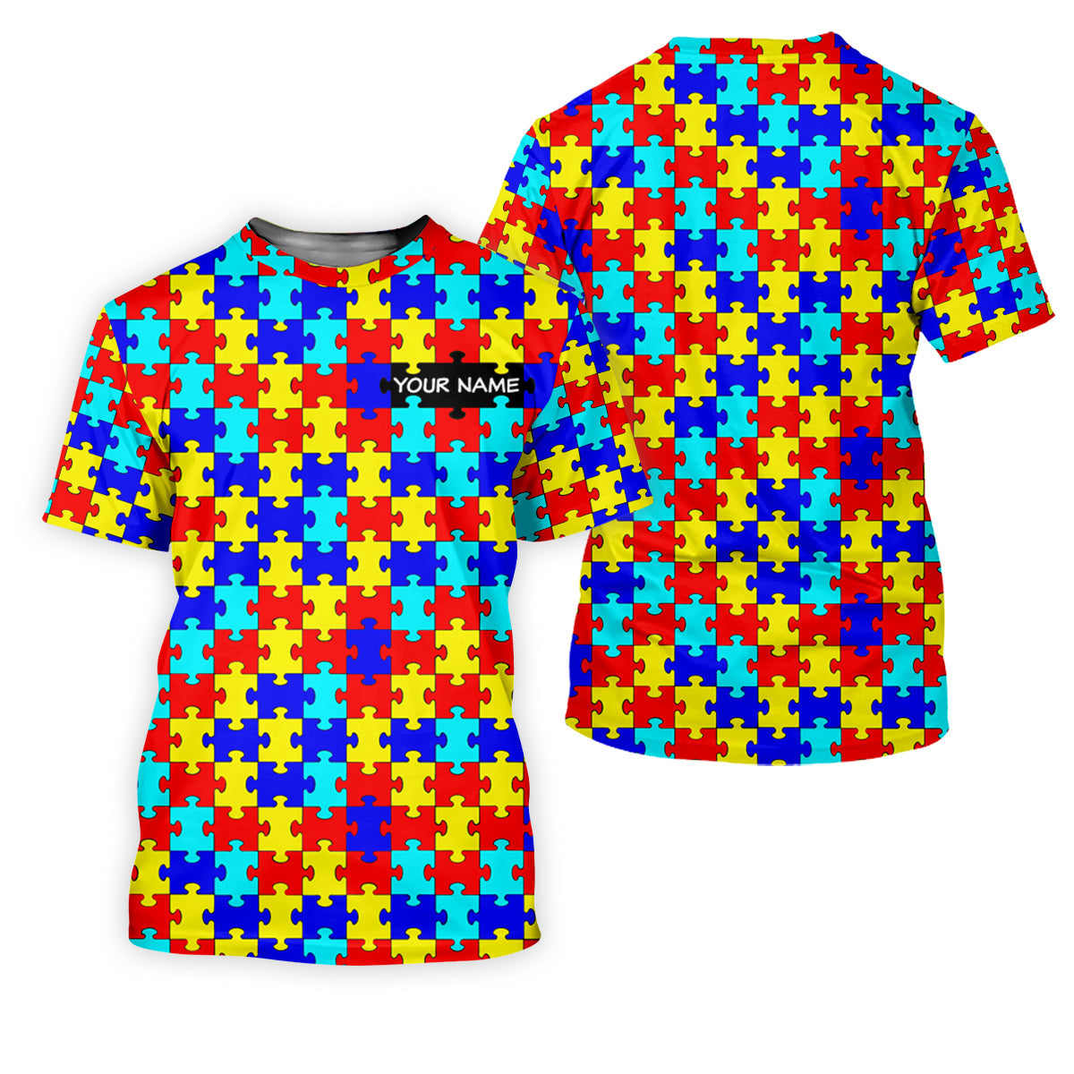 Autism Awareness Colorful Puzzle Pattern Golf Tops For Men, Polo Shirts For Men, Golf Shirts For Men