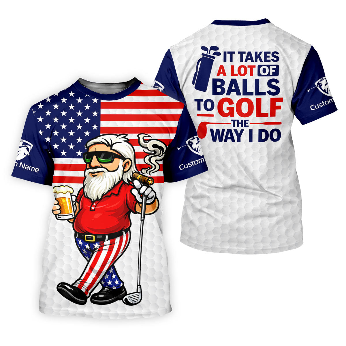 It Takes A Lot Of Ball To Golf The Way I Do Patriotic Man 4th Of July Golf Shirt, 250 Years Polo Shirts For Men