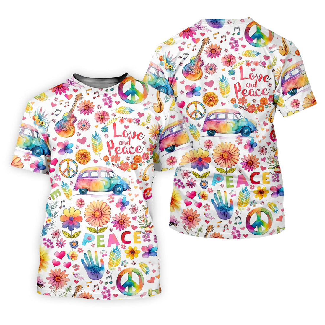 Retro Love Peace Van Floral Hawaiian Golf Shirt, Women’s Golf Tops, Performance Golf Shirt