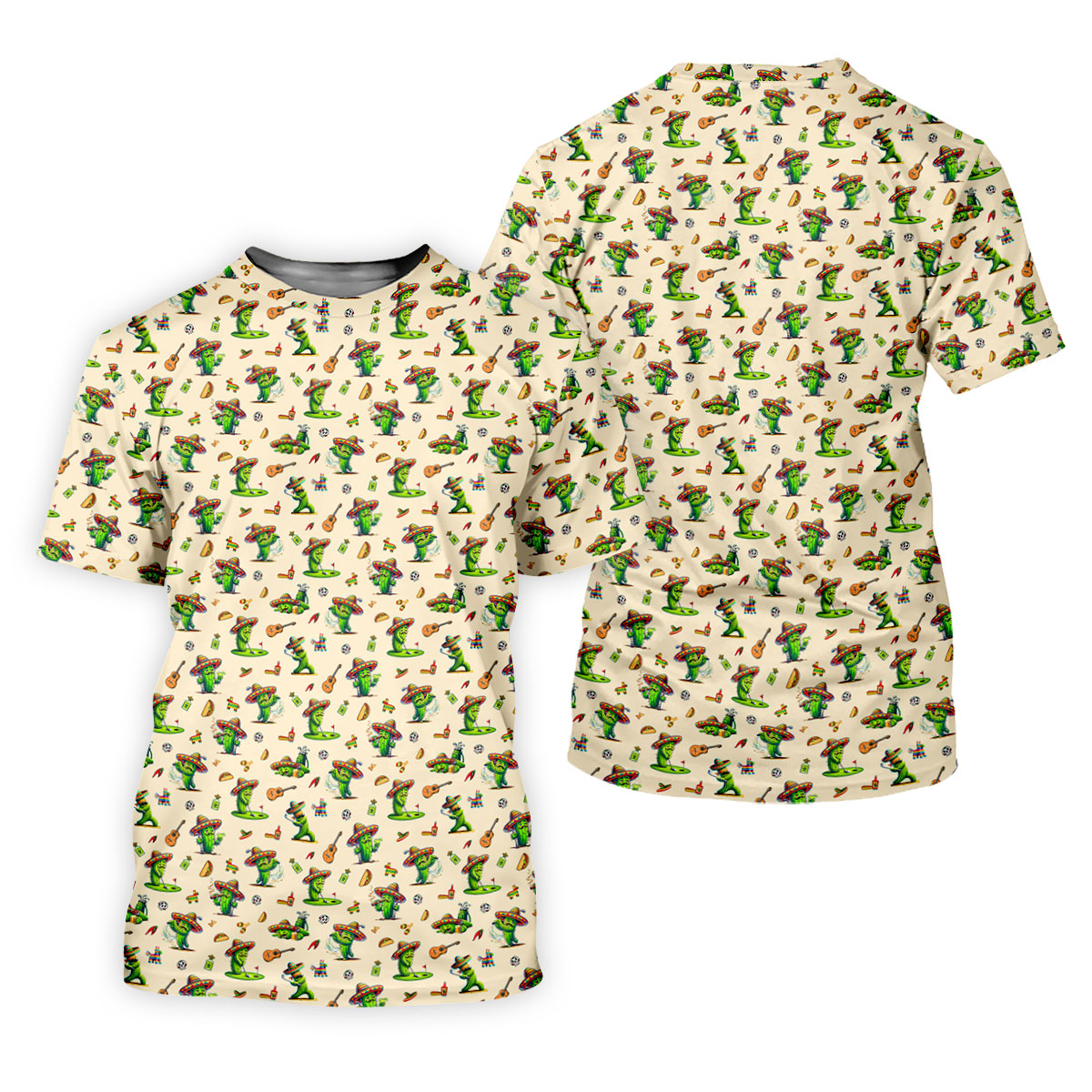 Cartoon Mustach Funny Cactus Cinco De Mayo Celebration Fiesta Themed Beige Golf Shirt For Women