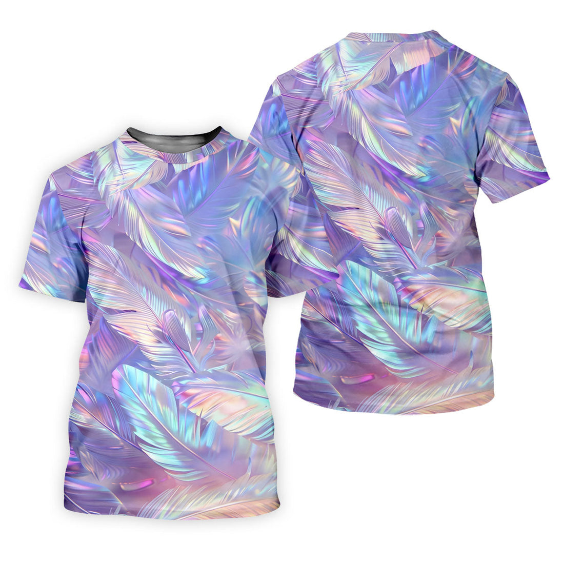 Pastel Gradient Feather Hawaiian Golf Shirt, Golf Tops For Men, Golf Shirts For Men