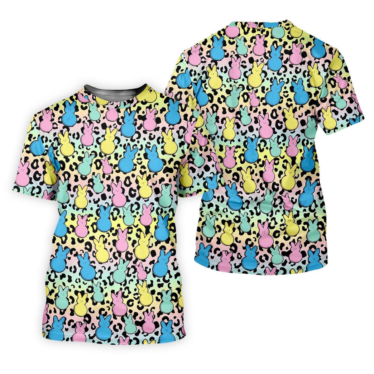 Pastel Easter Bunny Leopard Print Polo Shirt, Women’s Golf Apparel, Hawaiian Golf Shirt, Printed Golf Shirt