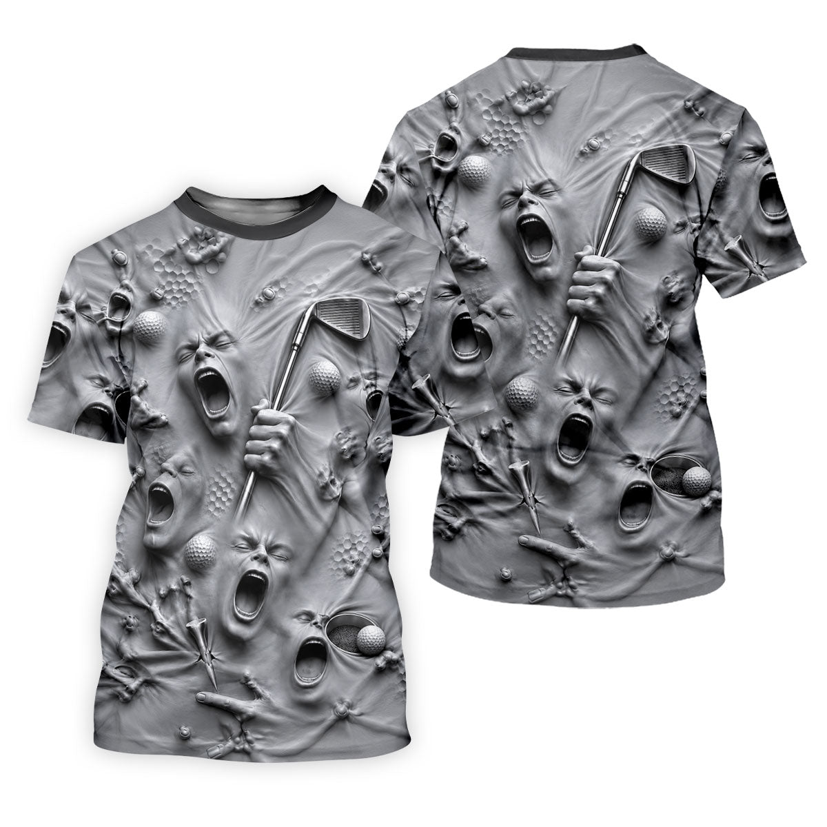 Screaming Face Halloween Golf Polo Shirt, Halloween Tops For Women, Golf Shirts For Women
