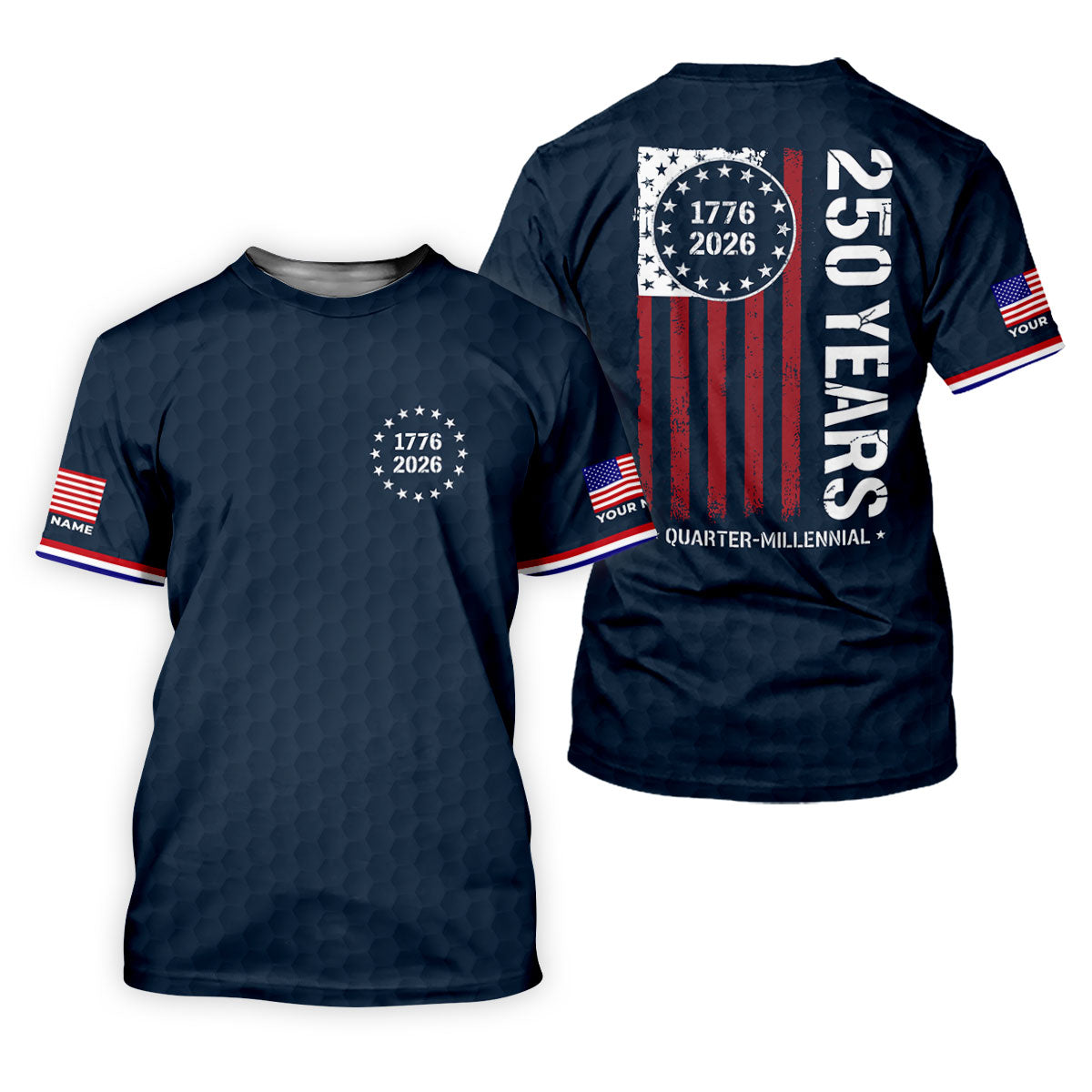 250 Years Quarter Millennnial Golf Ball Pattern Navy Patriotic Golf Shirt, 4th Of July Golf Shirt For Women