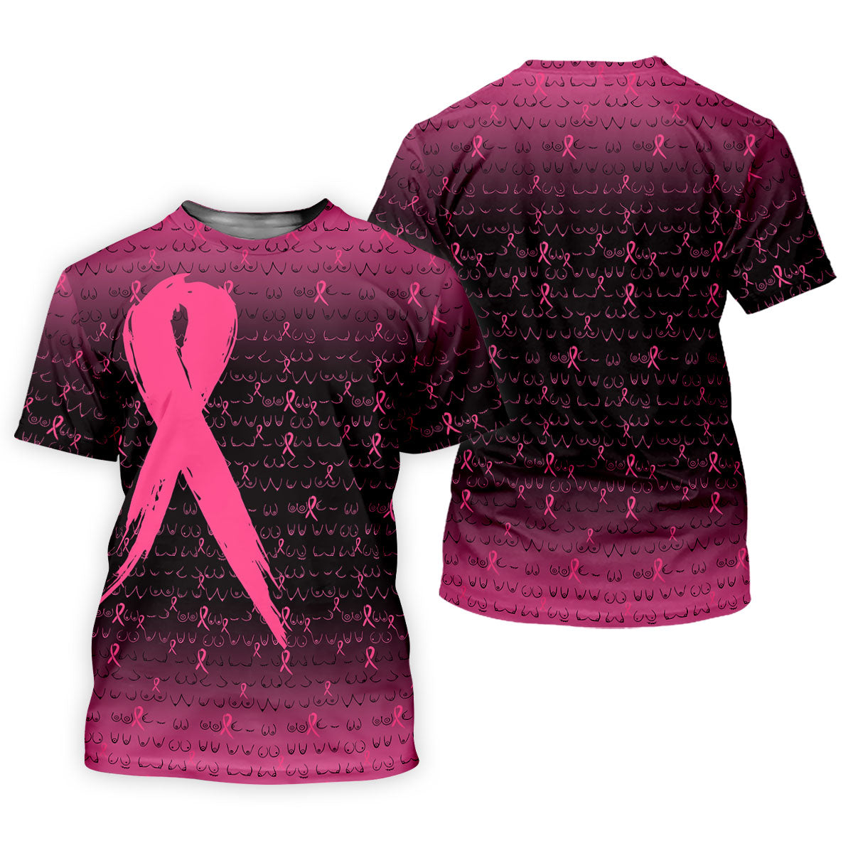 Pink Ribbon Boob Pattern Breast Cancer Polo Shirt, Ladies Golf Tops, Women’s Golf Polo