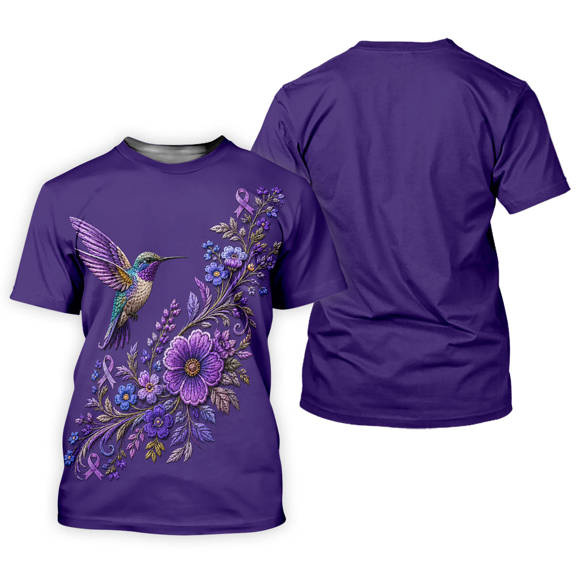 Purple Hummingbird Cancer Awareness Polo Shirt, Golf Shirts For Men, Mens Golf Apparel