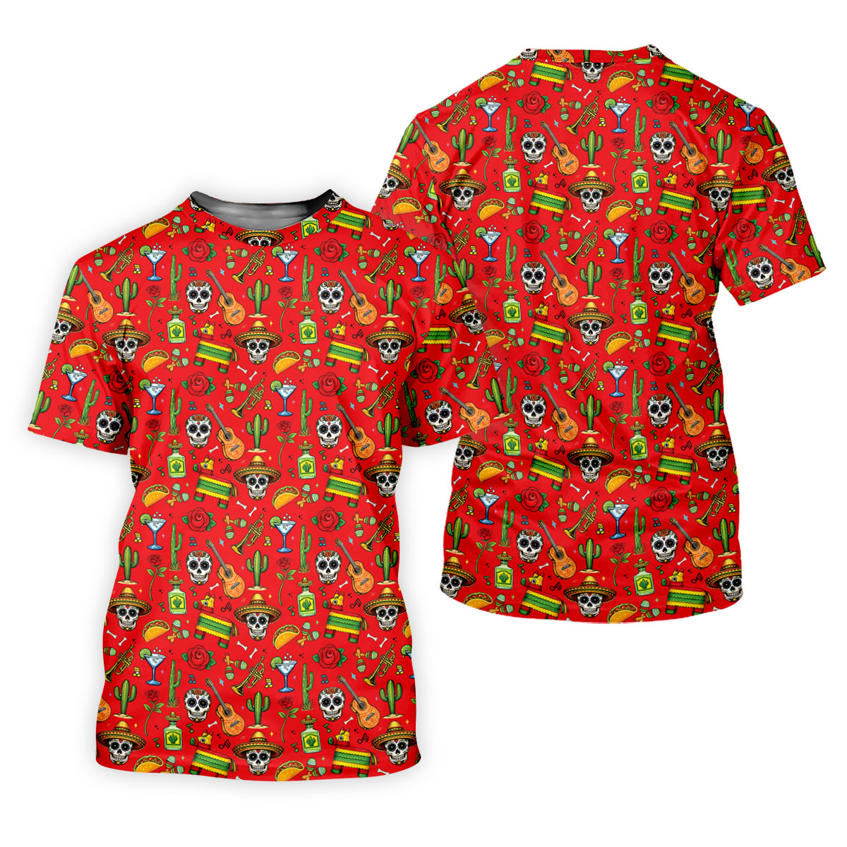 Decorated Skulls Party Items Cinco De Mayo Celebration Fiesta Themed Red Golf Shirt For Women