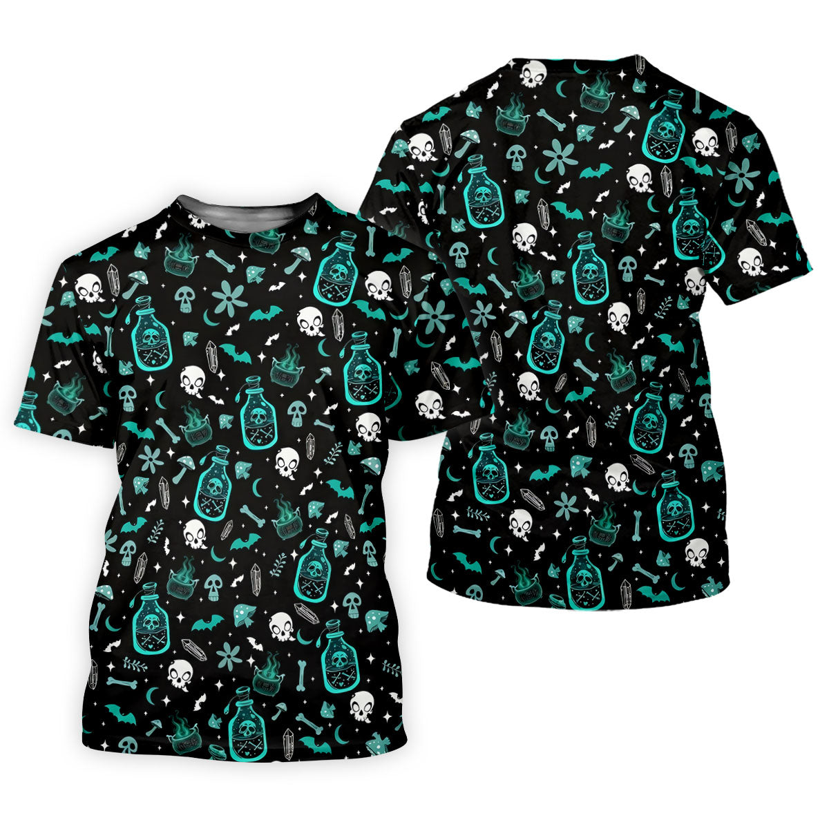 Skull Potion Halloween Pattern Polo Shirt, Printed Golf Shirts, Golf Apparel For Men