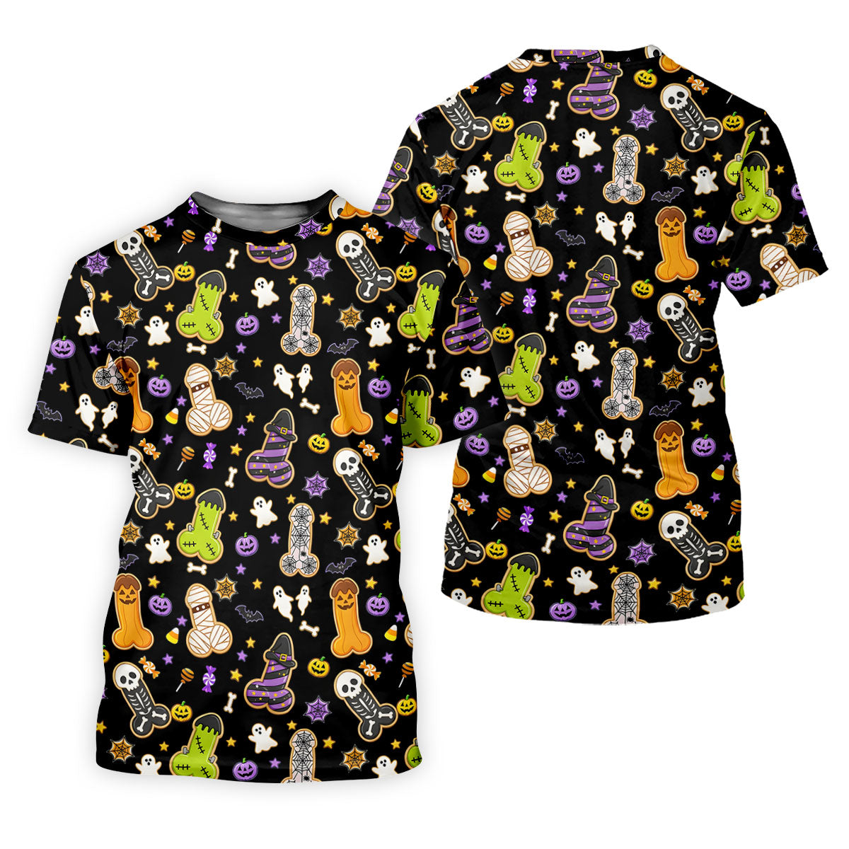 Funny Adult Halloween Cookie Pattern Polo Shirt, Ladies Golf Top, Printed Golf Shirt