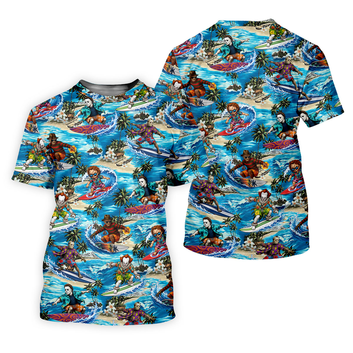 Horror Surfing Hawaiian Golf Shirt, Tropical Golf Tops, Golf Shirts For Women