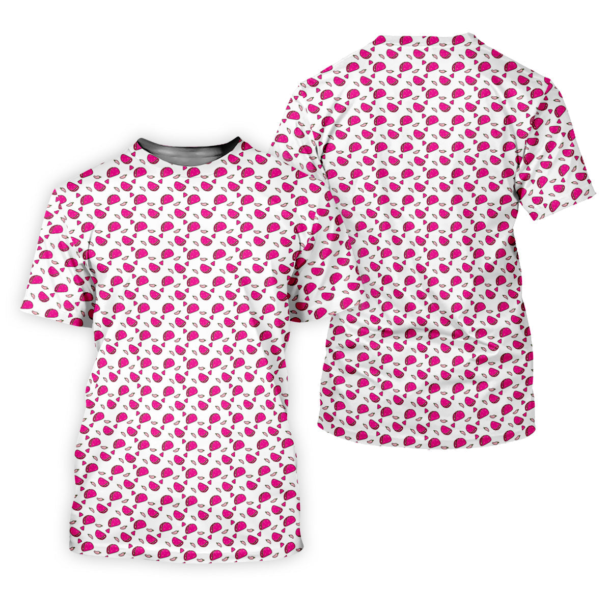 The Pink Taco Seamless Pattern White Golf Shirt, Golf Tops For Men, Tacos Lover Golf Gift For Men