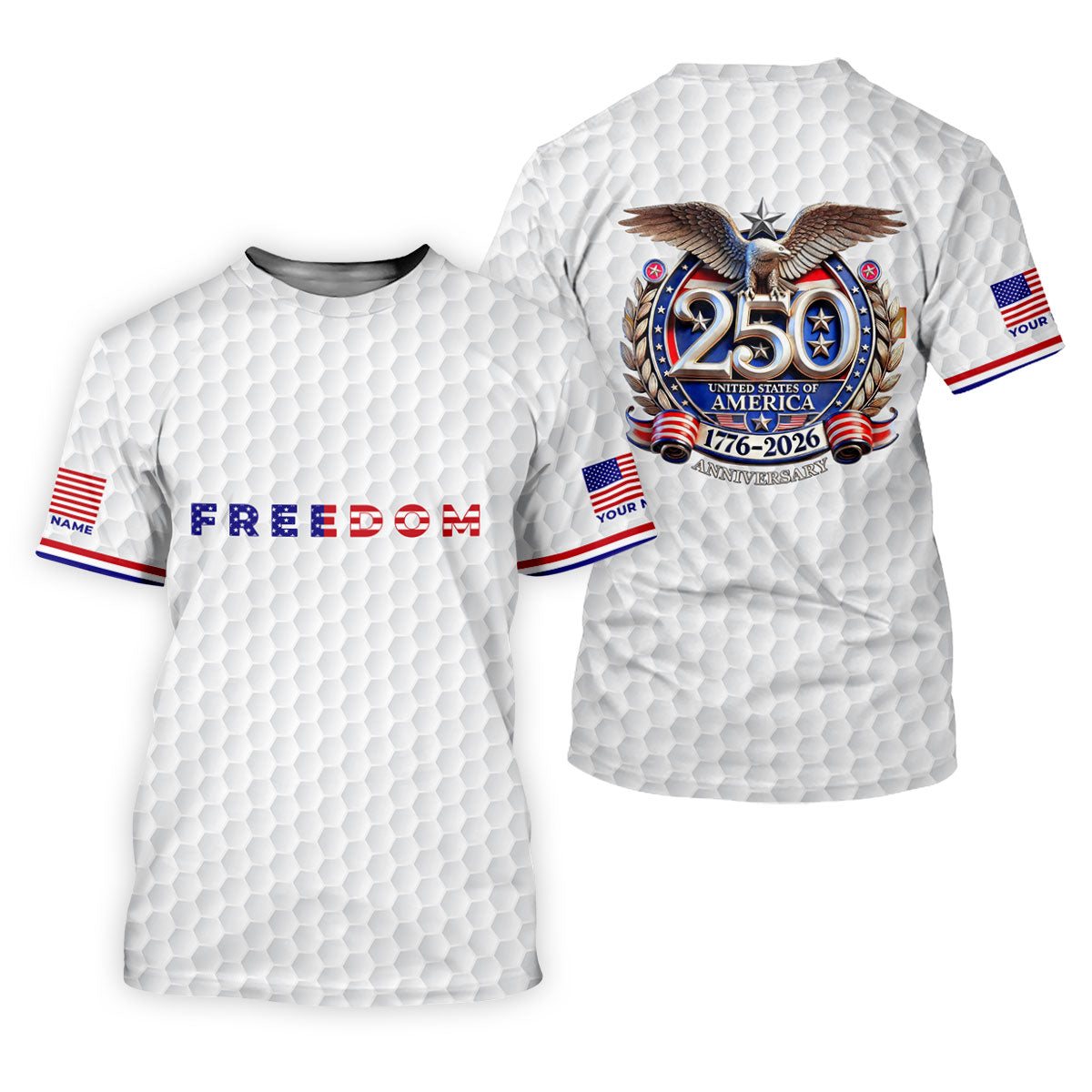 Freedom American Bald Eagle 250th Anniversary White Golf Shirt, Patriotic 4th Of July Golf Shirt For Women
