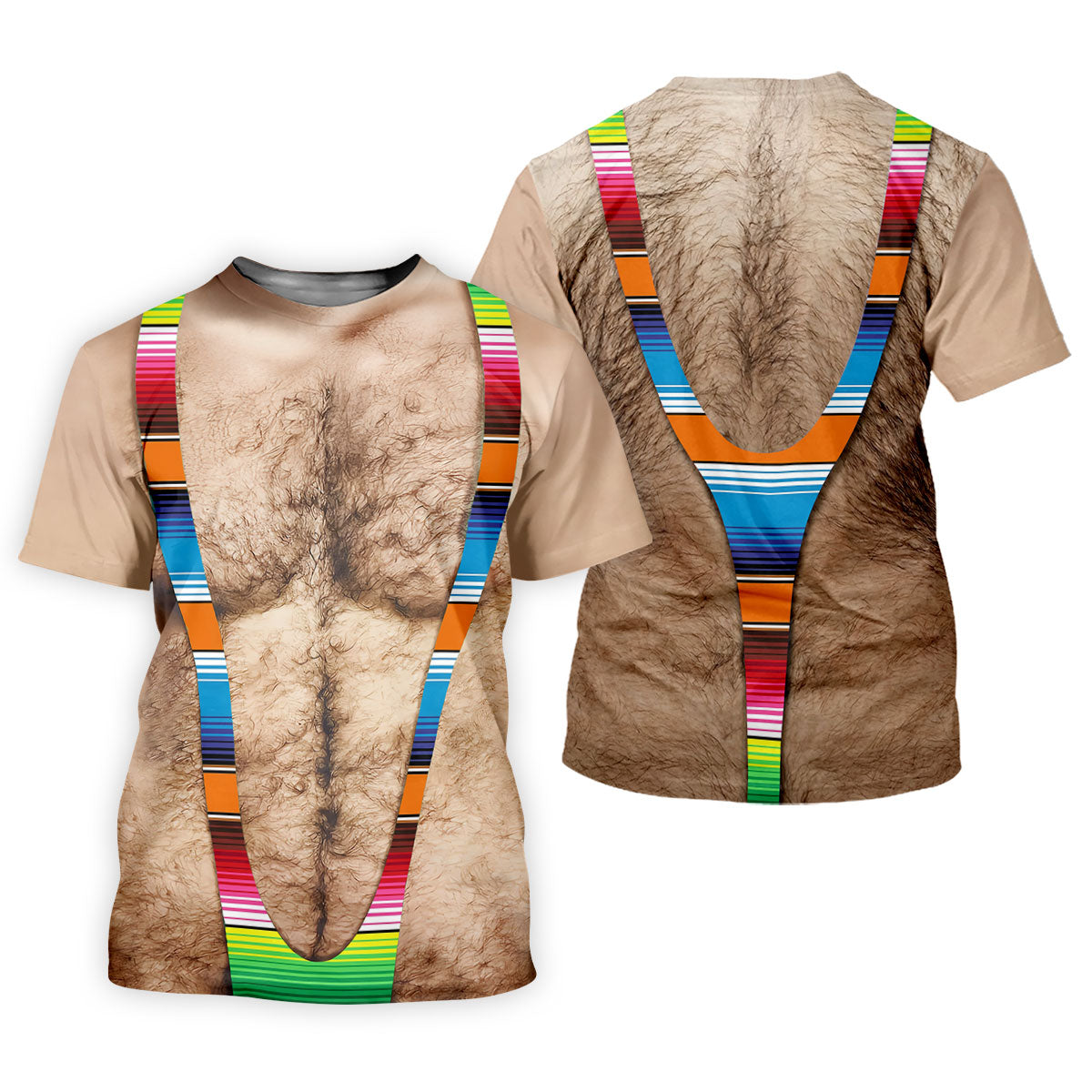 Hairy Body Serape Pattern Funny Cinco De Mayo Golf Tops For Men, Golf Shirts For Men