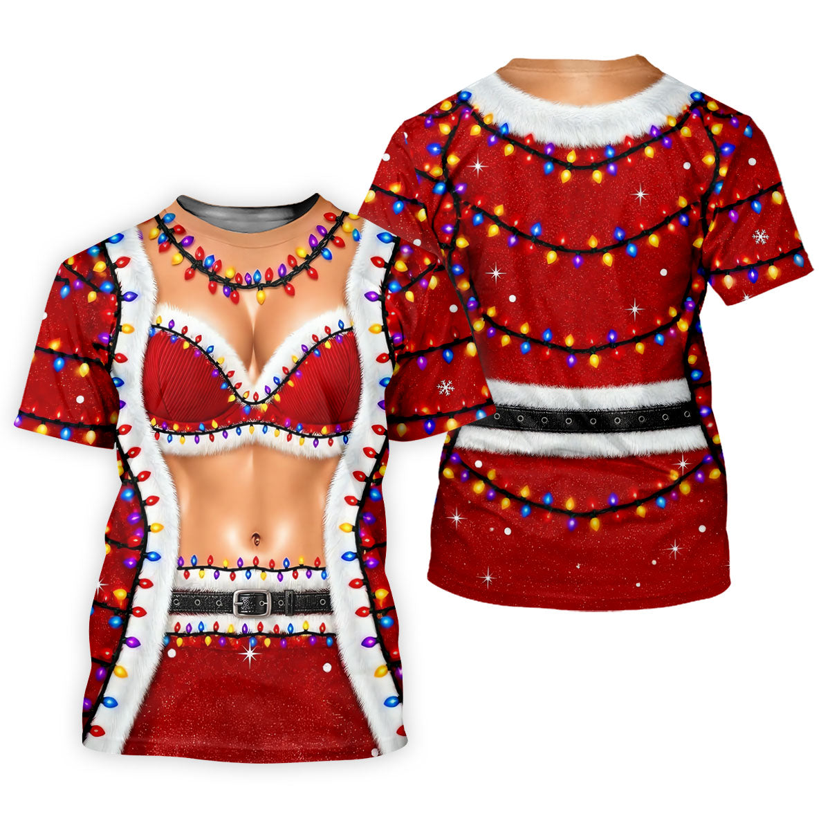 Funny Santa Bra Lights Christmas Golf Shirt, Golf Shirts For Women, Women’s Golf Apparel