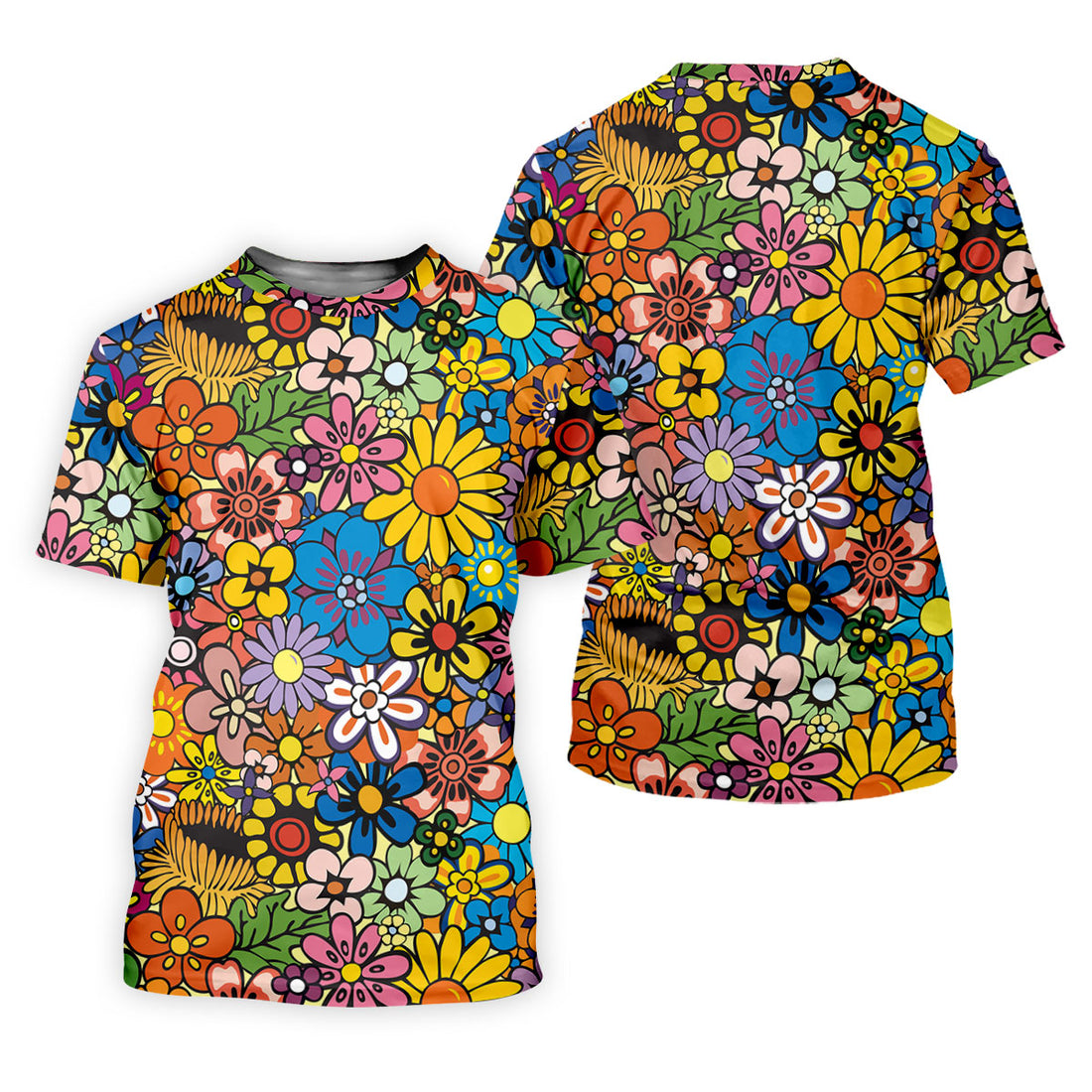 Multicolor Retro Flower Power Golf Shirt, Women’s Golf Tops, Hawaiian Golf Shirt, Golf Shirts For Women
