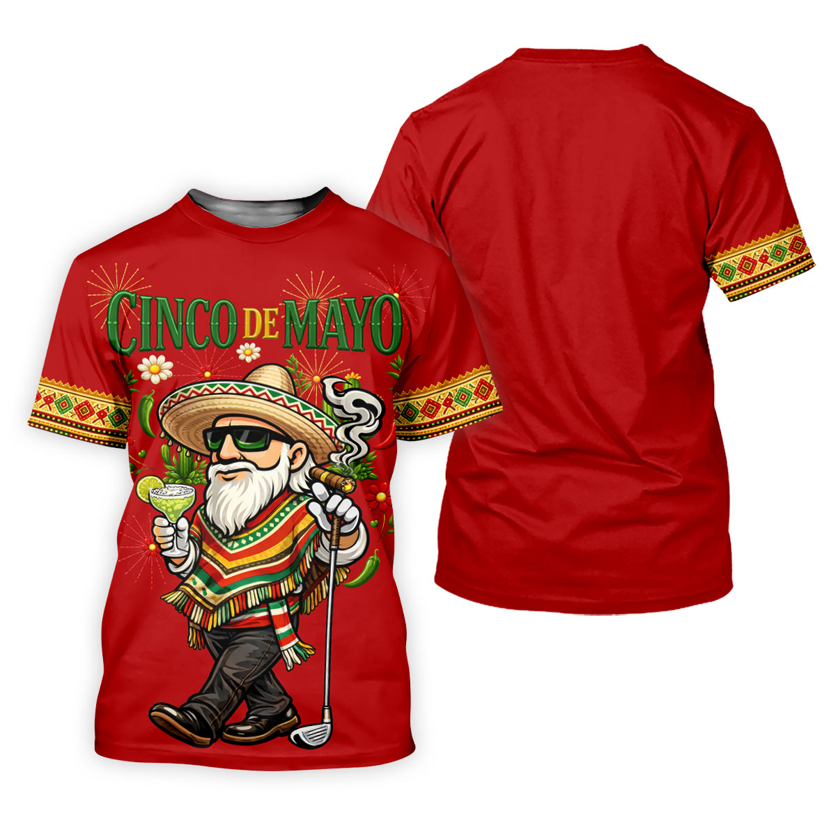 Margarita Man Cinco De Mayo Celebration Red Golf Shirt, Fiesta Theme Golf Shirts For Men