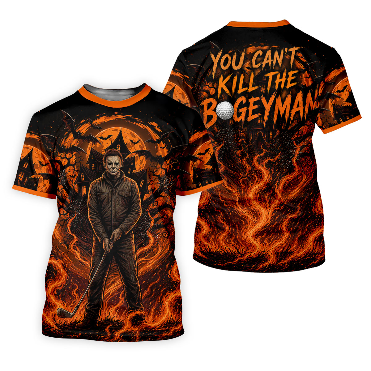 You Can't Kill The Bogeyman Halloween Golf Polo Shirt, Horror Character, Mens Golf Shirts