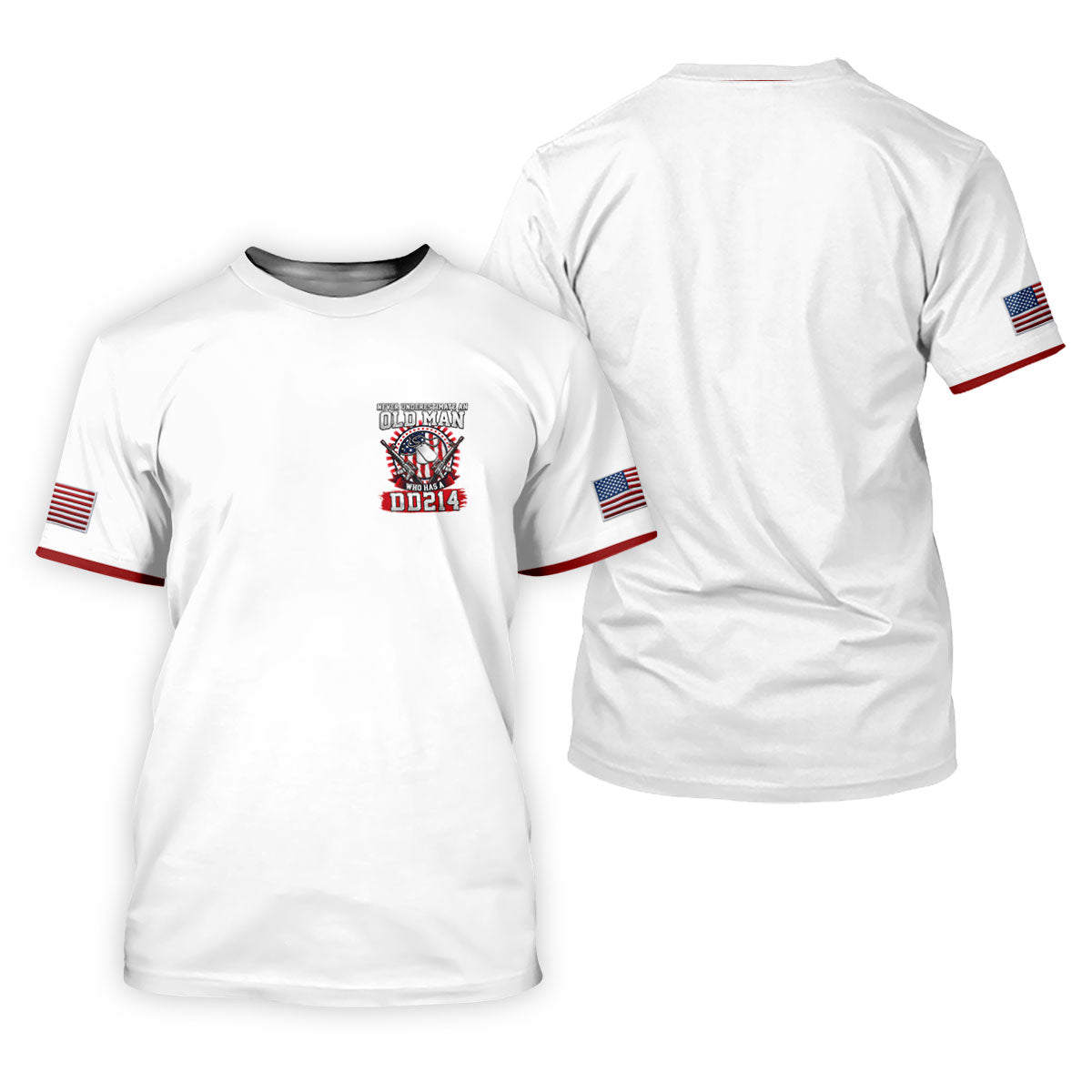Never Underestimate An Old Man Who Was A DD214 Veterans Golf Shirts For Men, 250 Years Patriotic Golf Shirt