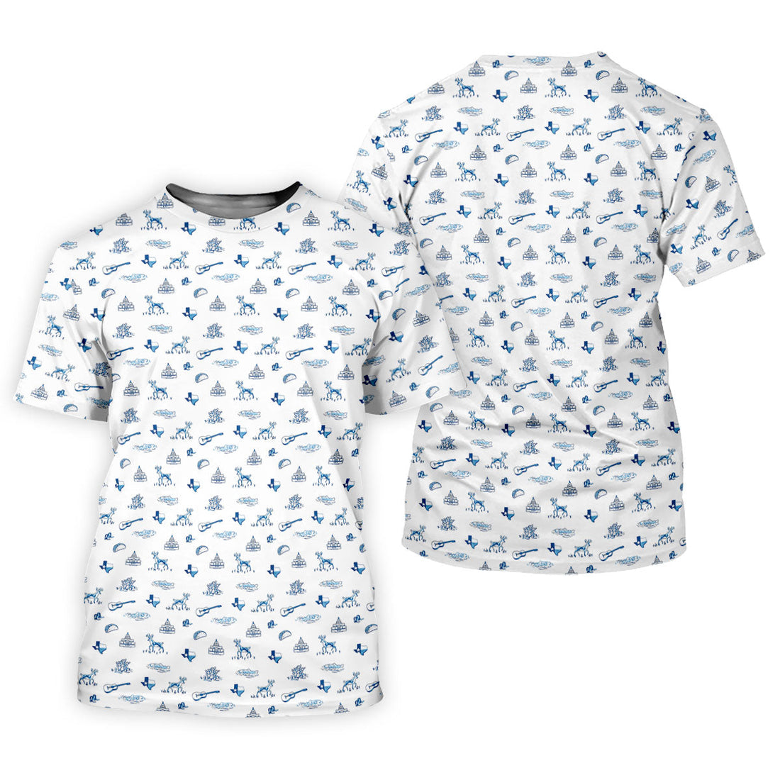 White Texas Icons Pattern Golf Polo Shirt, Hawaiian Golf Shirt, Golf Apparel For Men