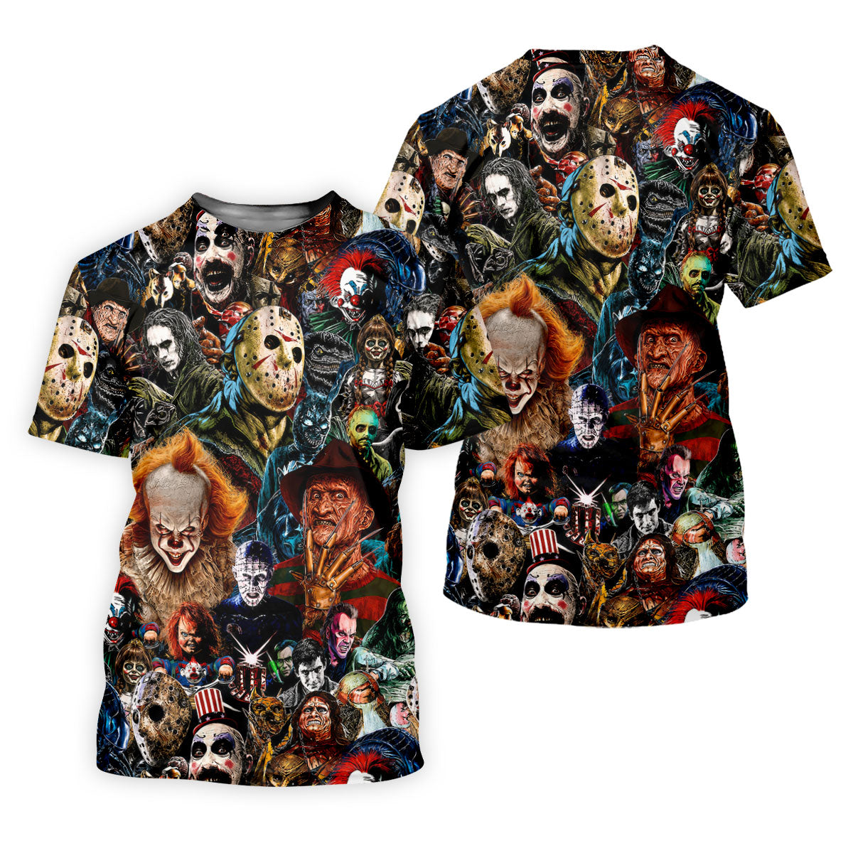 Classic Horror Character Icons Collage Golf Polo Shirt, Women's Golf Polo, Ladies Golf Shirts
