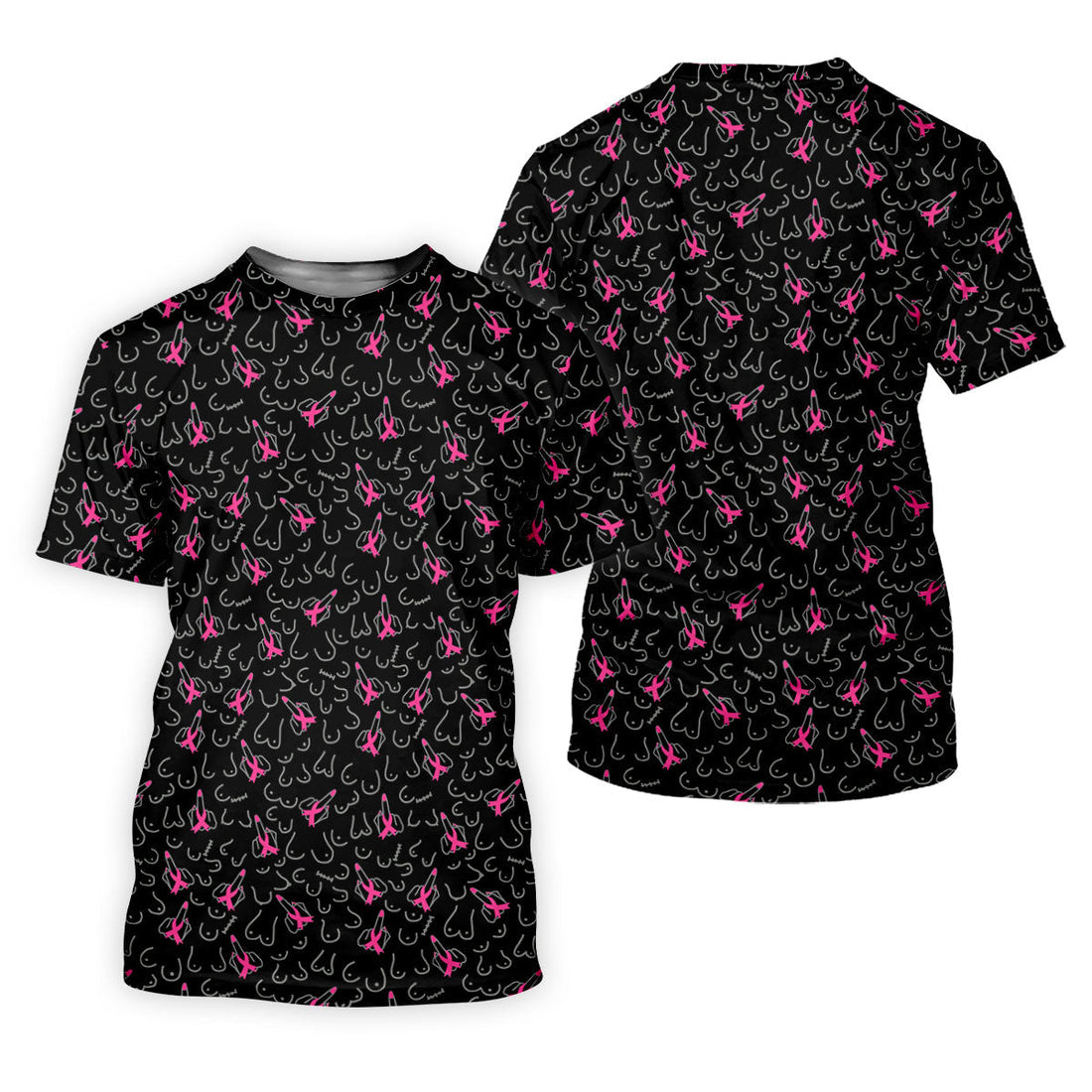 Breast Cancer Ribbon Middle Finger Polo Shirt, Women’s Golf Polo, Golf Shirts For Women
