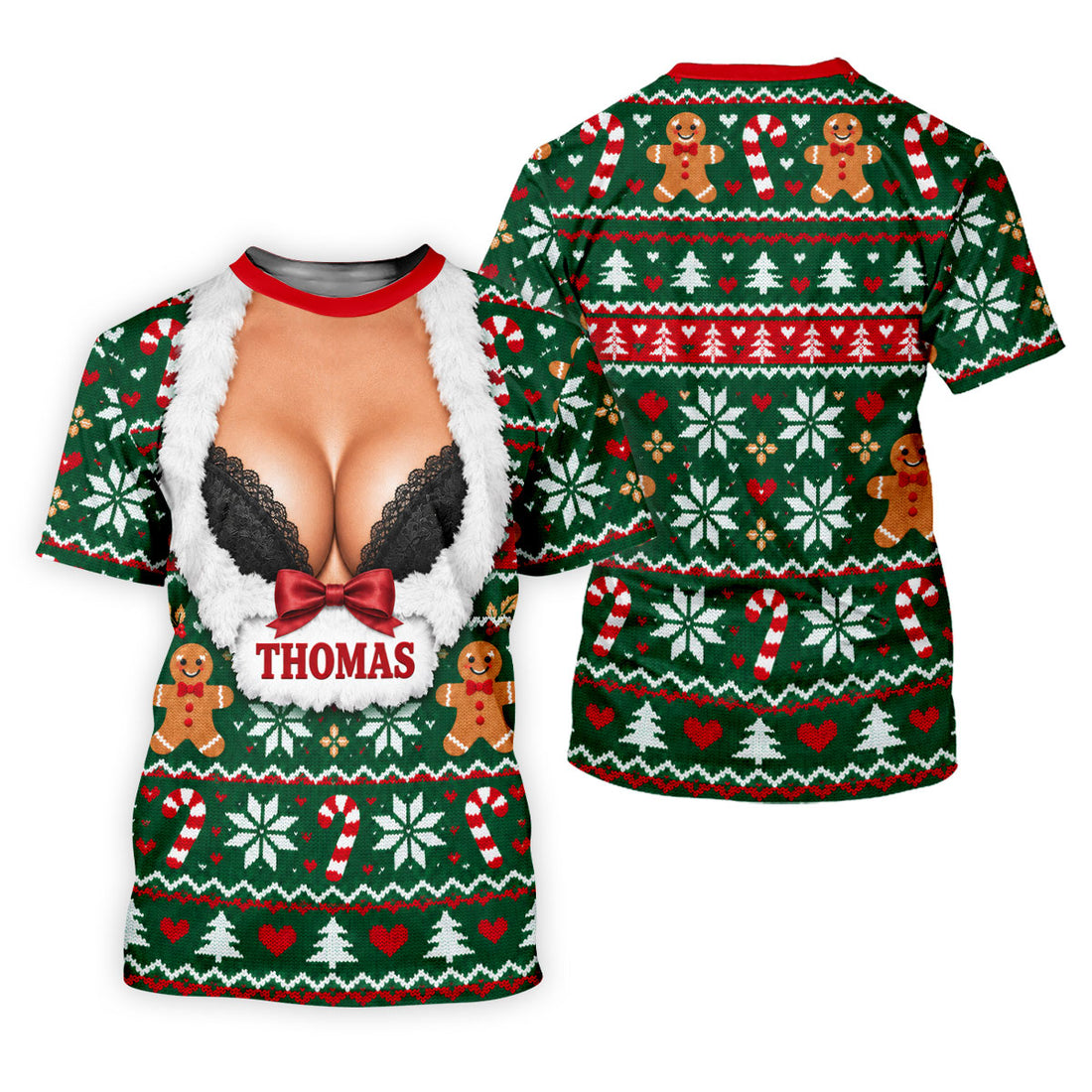 Custom Name Sexy Cleavage Christmas Golf Shirt, Womens Golf Tops, Ladies Golf Shirts