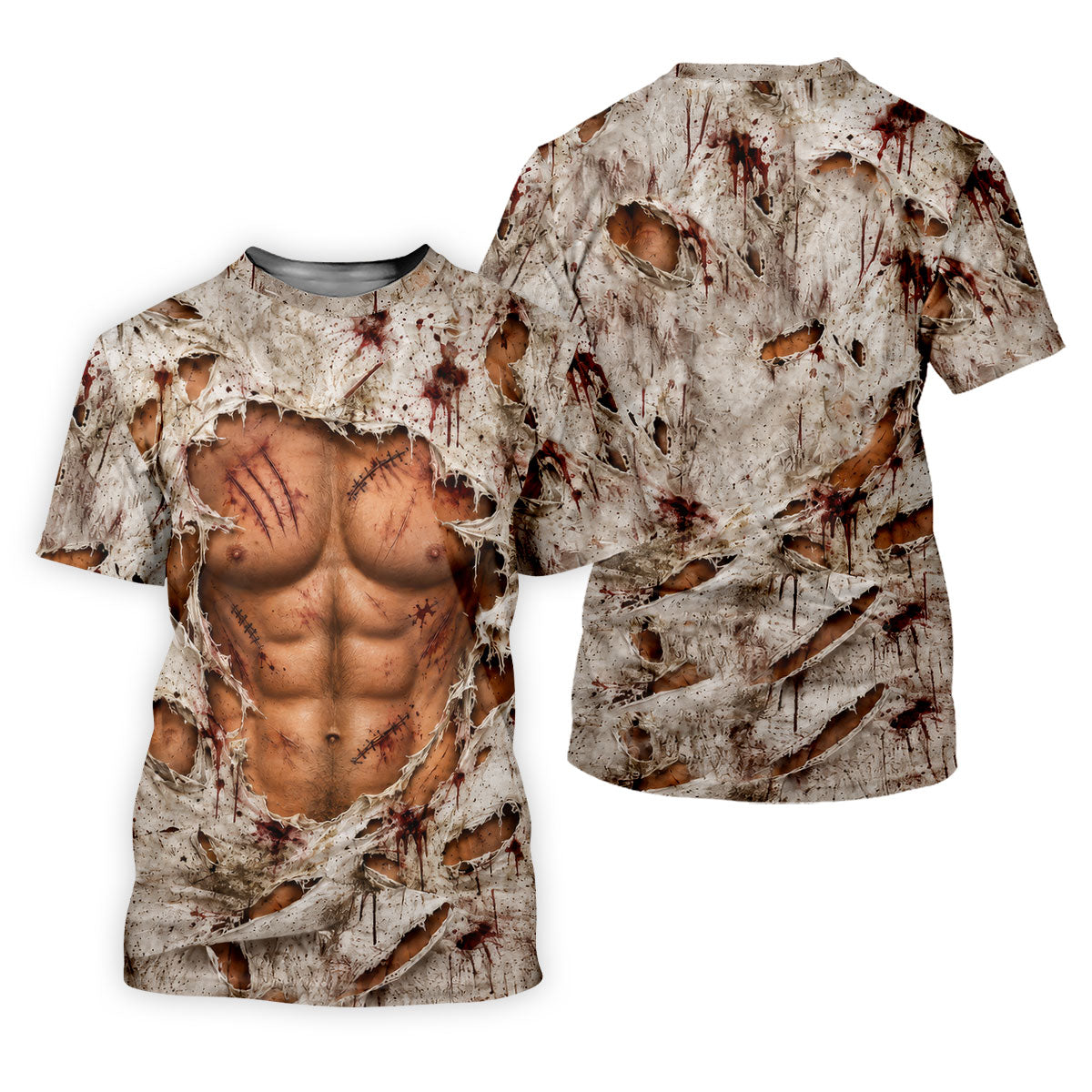 Torn Shirt Muscle Chest Illusion Halloween Polo Shirt, Ladies Golf Shirt, Womens Golf Tops