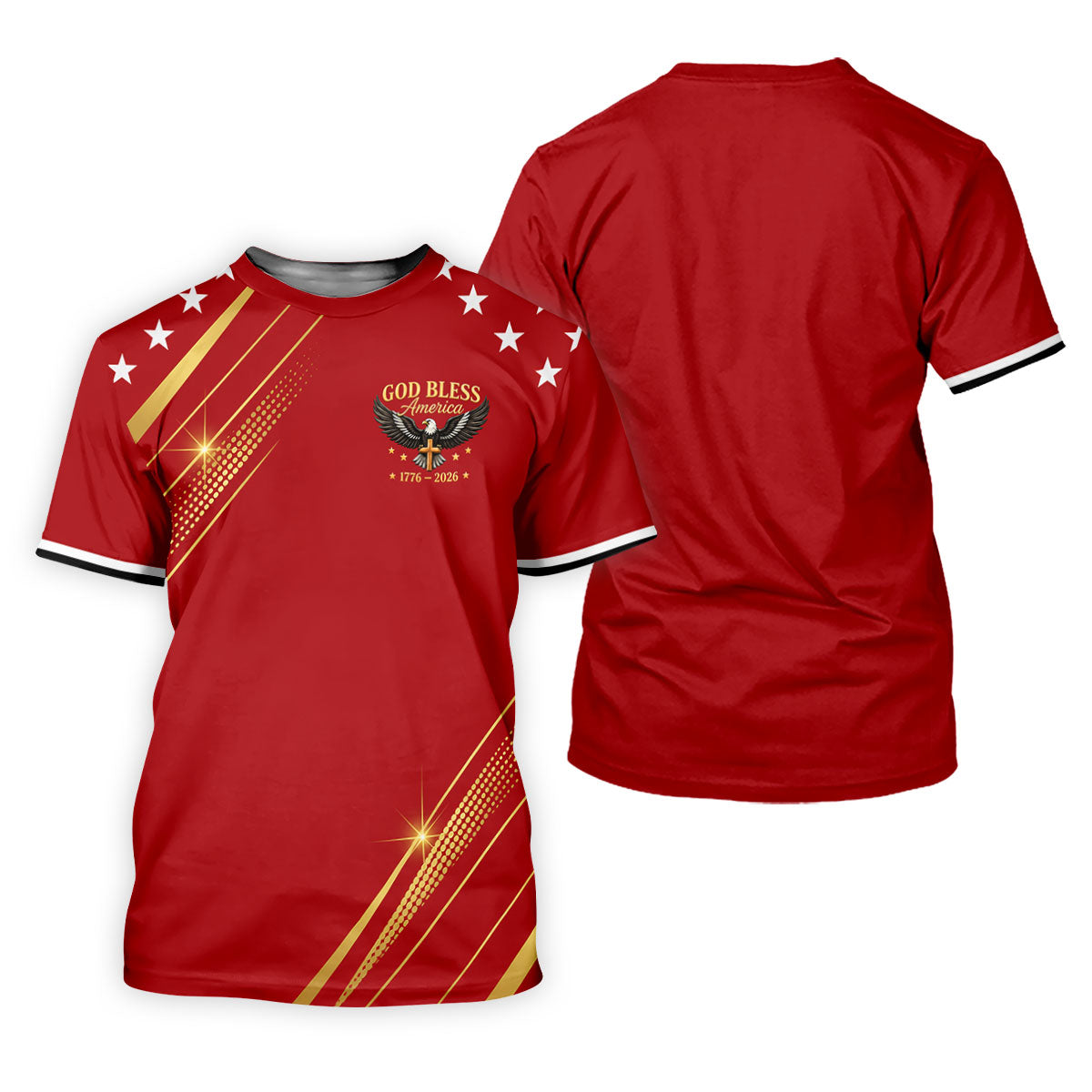 God Bless America 1776–2026 Polo Shirt, 250 Years USA Patriotic Golf Shirt, 4th Of July Golf Shirt, Golf Shirts For Men