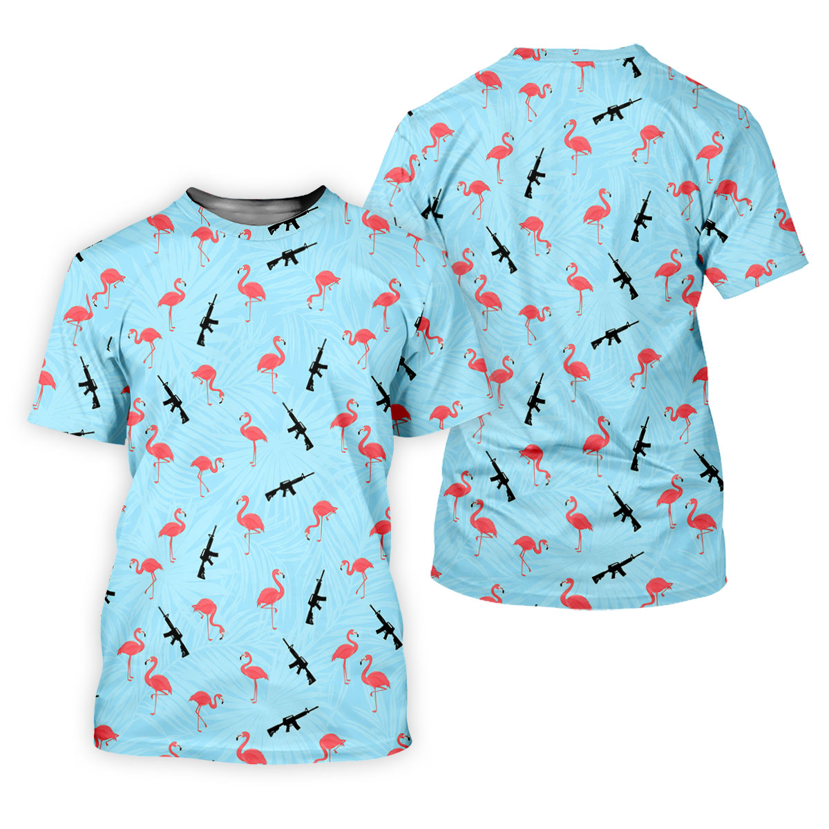Light Blue Flamingo Pattern Golf Polo Shirt, Golf Shirts For Women, Women's Golf Polo
