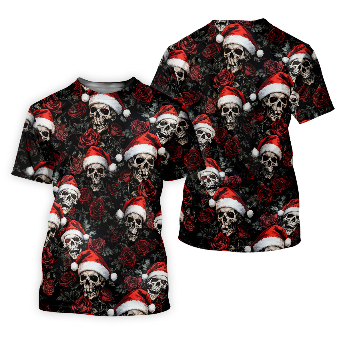 Vintage Skull And Roses Christmas Golf Shirt, Cool Golf Outfit, Polo Shirts For Men, Golf Shirts For Men