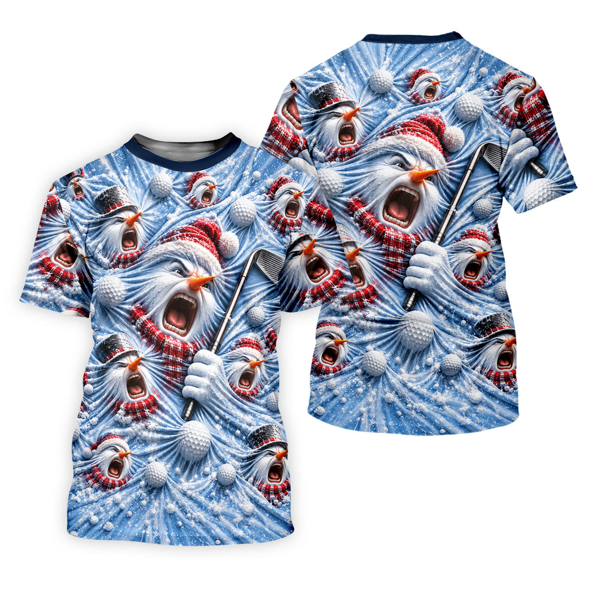 Christmas Screaming Snowmen Polo Shirt, Christmas Golf Shirt For Men, Mens Golf Polo