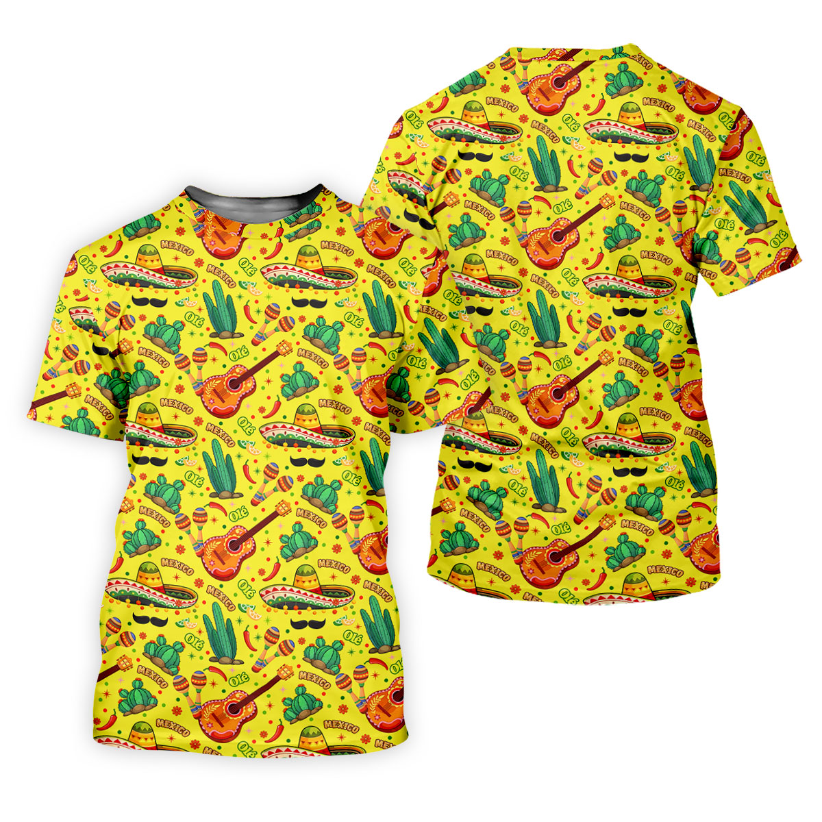 Olé Mexico Mexican Instruments Golf Tops For Men, Cinco De Mayo Celebration Golf Shirts For Men