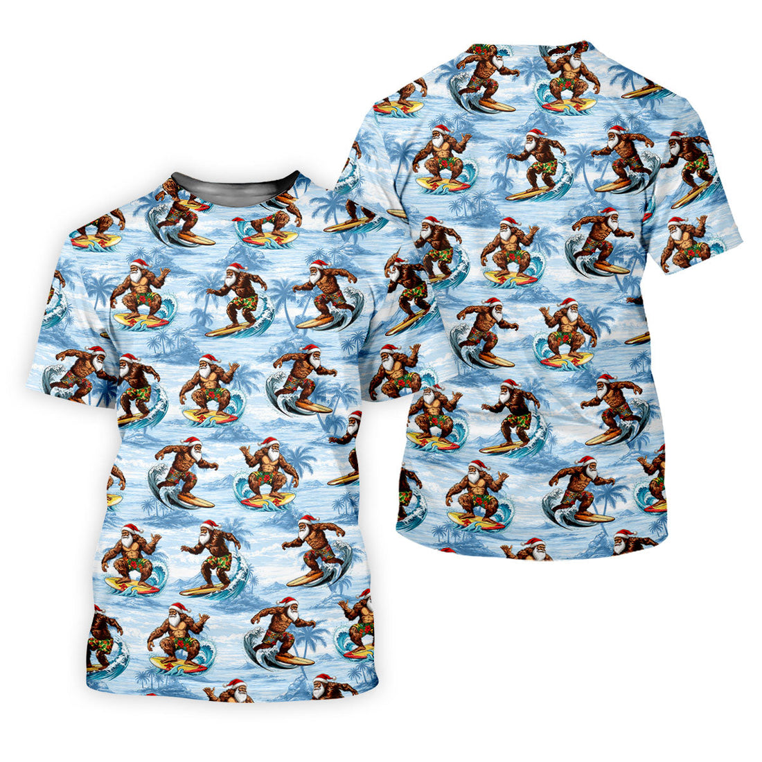 Funny Surfing Santa Bigfoot Christmas Polo Shirt, Womens Golf Polo, Hawaiian Golf Shirt