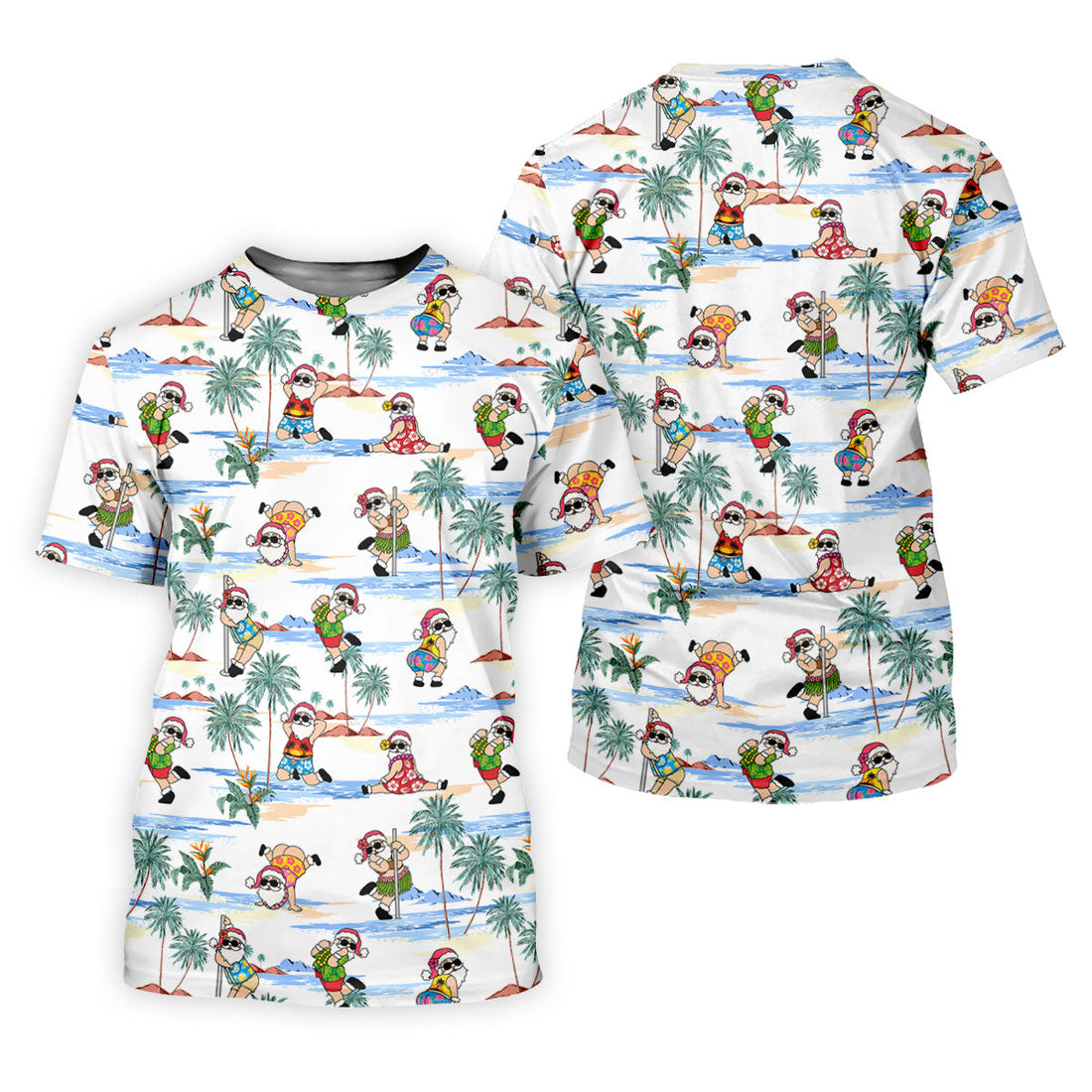 Beach Party Santa Christmas Golf Shirt, Men's Golf Shirt, Printed Golf Shirts, Hawaiian Golf Shirt