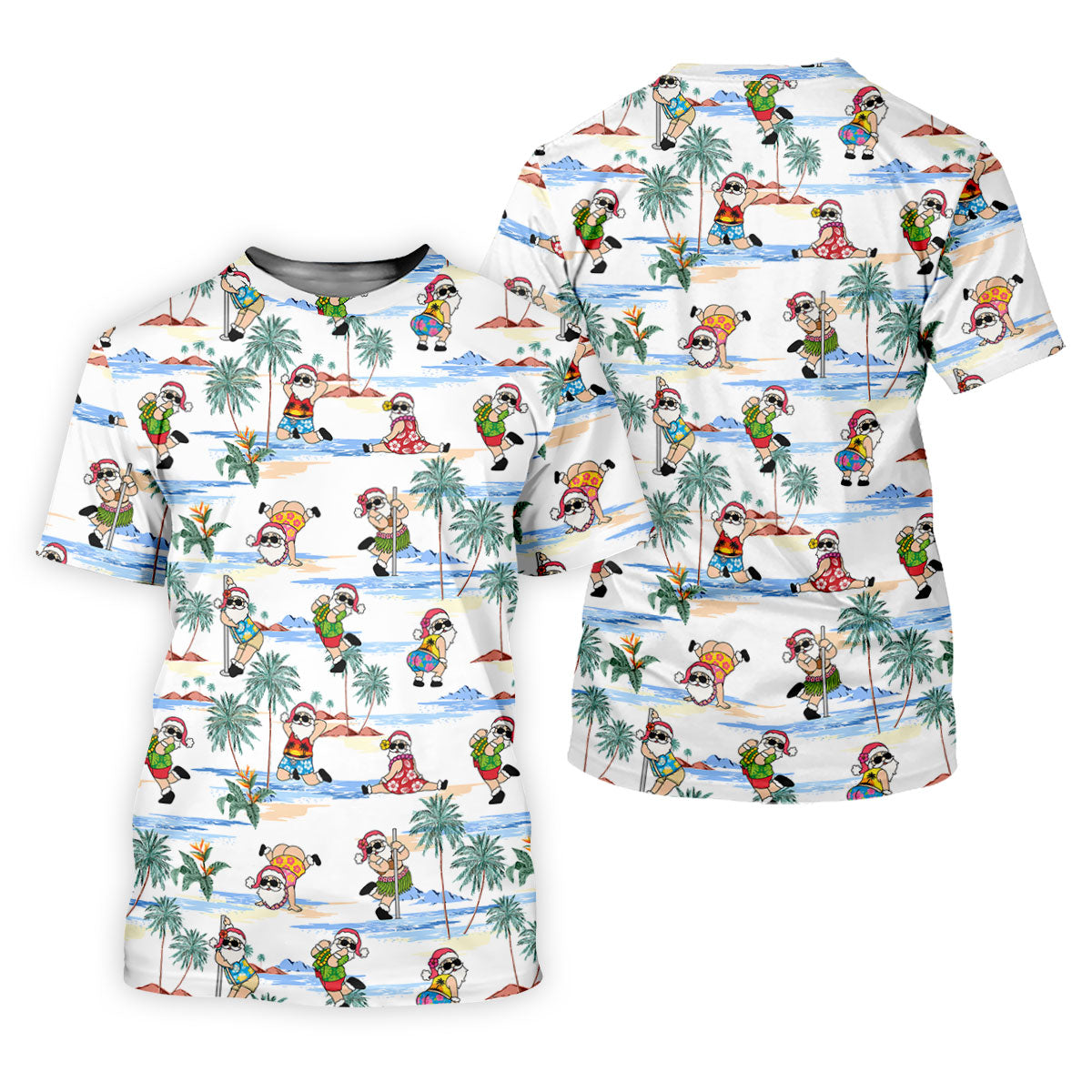 Beach Party Santa Christmas Golf Shirt, Men's Golf Shirt, Printed Golf Shirts, Hawaiian Golf Shirt